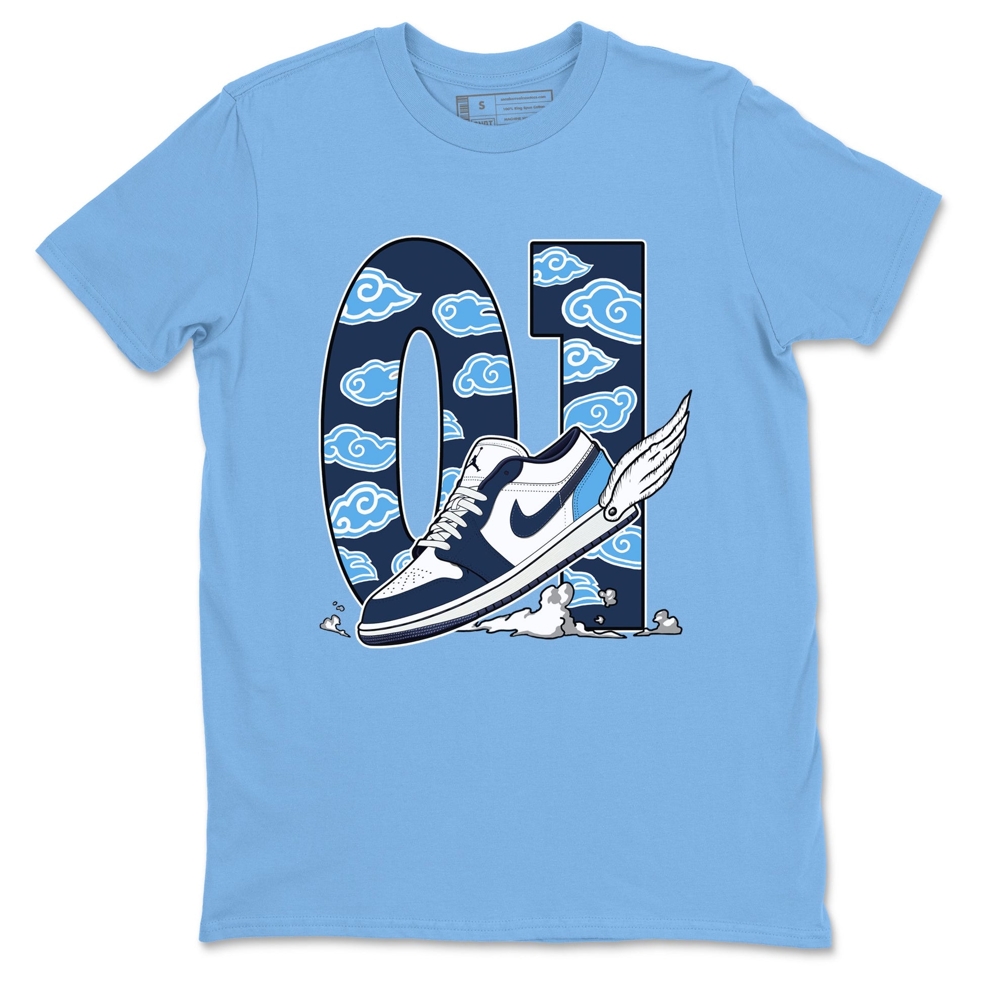 1s Obsidian shirts to match jordans Fly To The Clouds shirts to match Jordans AJ1 Retro Low OG Obsidian match shoes to clothes SNRT Sneaker Tees unisex cotton Carolina Blue 2 shirts