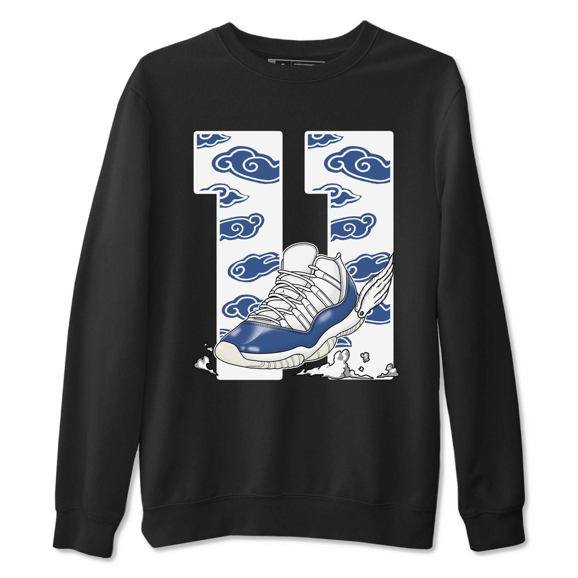 Air Jordan 11 Diffused Blue shirts to match jordans Fly To The Clouds sneaker match tees 11s Diffused Blue SNRT Sneaker Release Tees unisex cotton Black 2 crew neck shirts