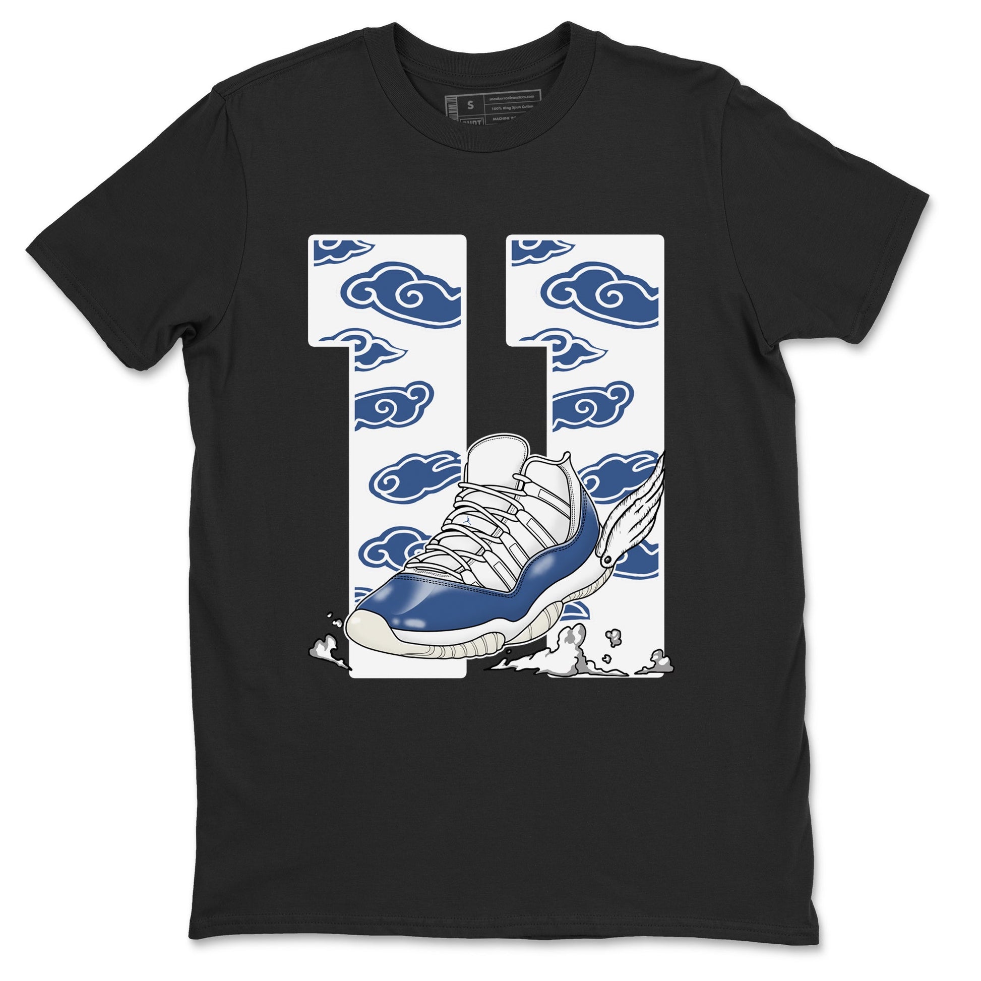 Air Jordan 11 Diffused Blue shirts to match jordans Fly To The Clouds sneaker match tees 11s Diffused Blue SNRT Sneaker Release Tees unisex cotton Black 2 crew neck shirts