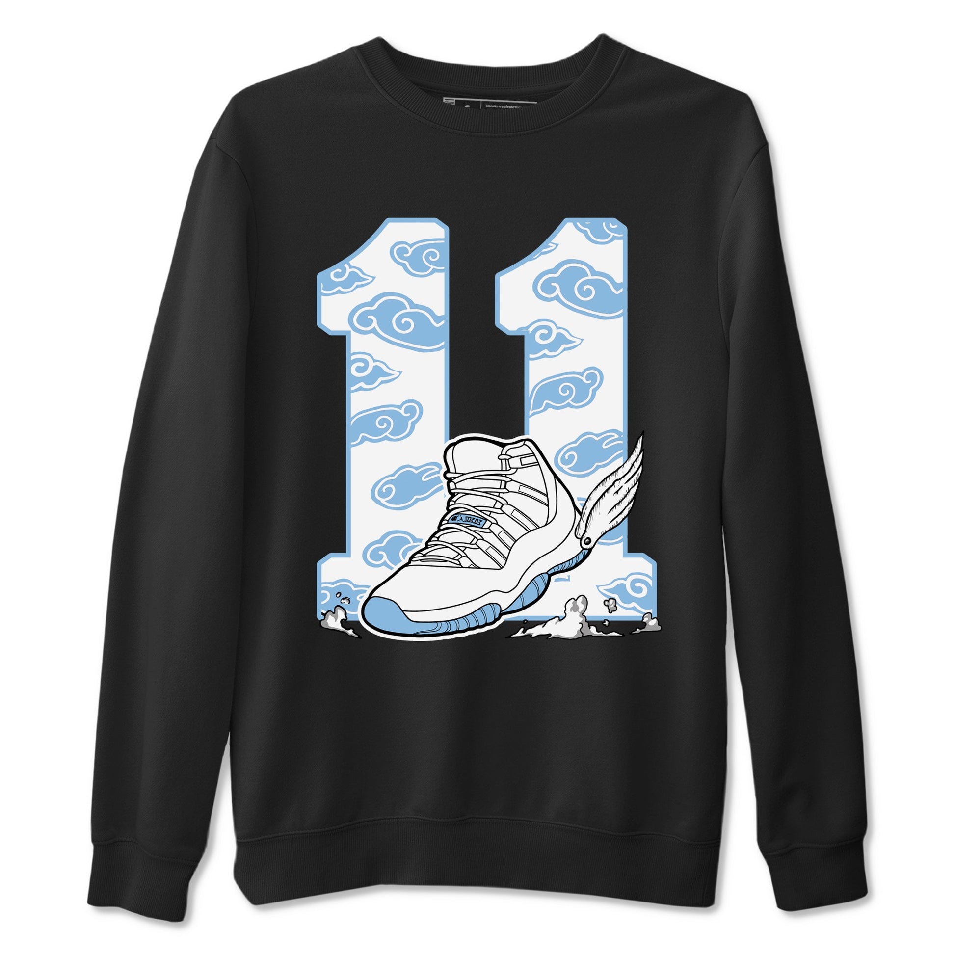 11s Legend Blue (Columbia) shirts to match jordans Fly To The Clouds sneaker match tees Air Jordan 11 Retro Legend Blue match shoes to clothes SNRT Sneaker Tees unisex cotton Black 2 shirts