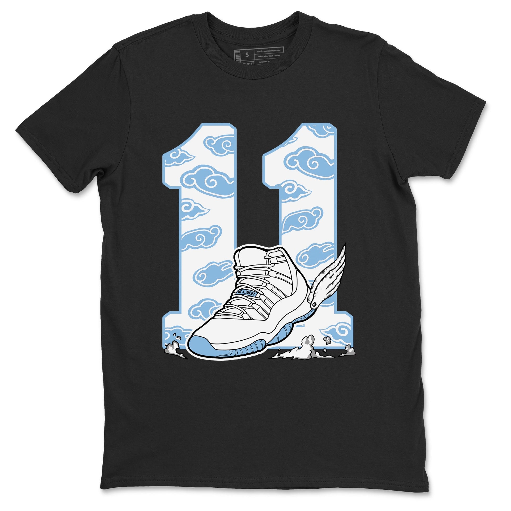 11s Legend Blue (Columbia) shirts to match jordans Fly To The Clouds sneaker match tees Air Jordan 11 Retro Legend Blue match shoes to clothes SNRT Sneaker Tees unisex cotton Black 2 shirts