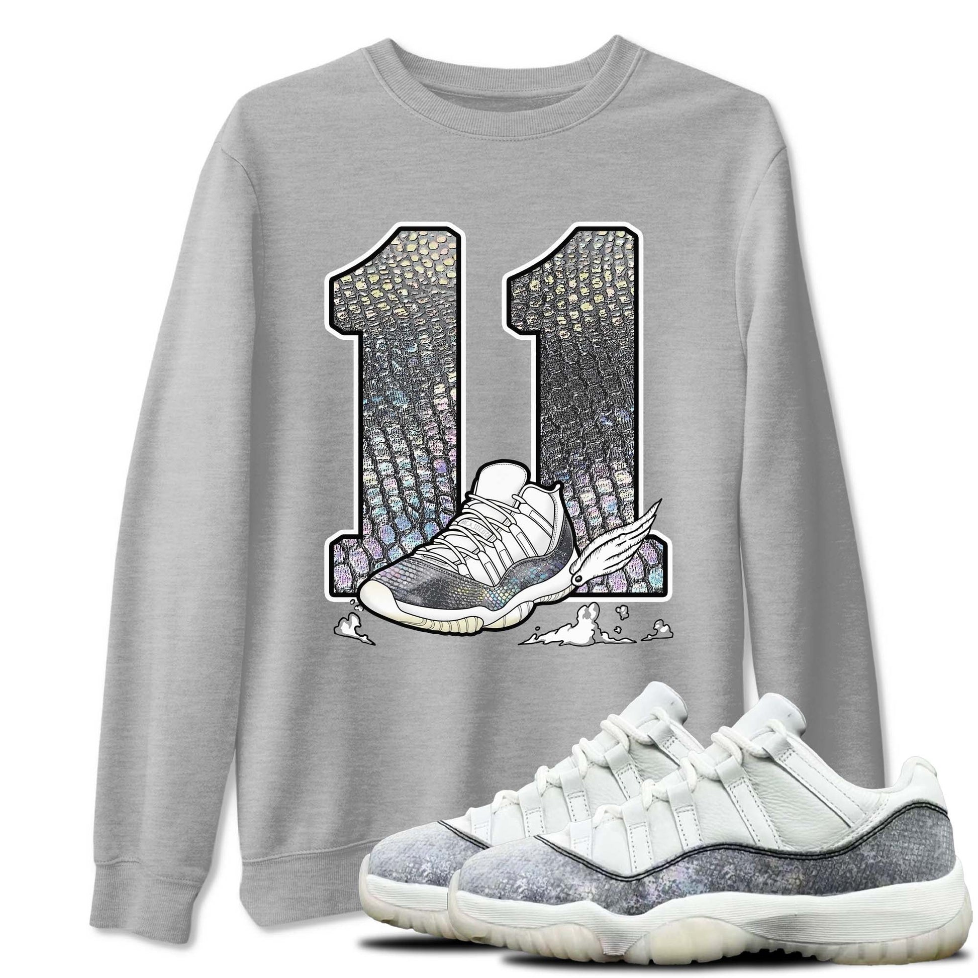 11s Year Of The Snake shirts to match jordans Fly To The Clouds shirts to match jordans Air Jordan 11 Retro Low Year Of The Snake match shoes to clothes SNRT Sneaker Tees unisex cotton Heather Grey 1 shirts