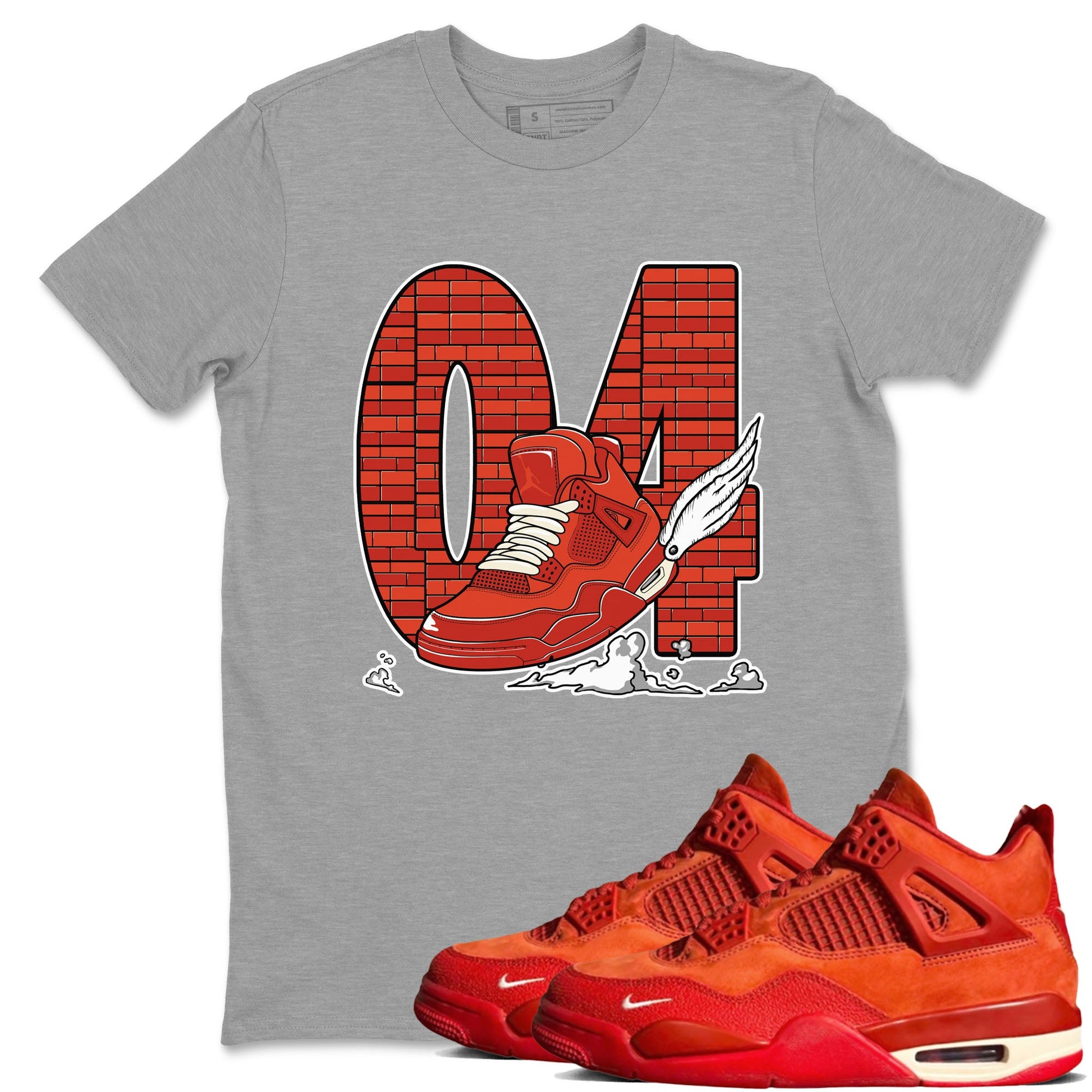 Nigel Sylvester x Air Jordan 4 Brick by Brick shirts to match jordans Fly To The Clouds sneaker match tees Air Jordan 4 Brick By Brick match shoes to clothes SNRT Sneaker Tees unisex cotton Heather Grey 1 shirts