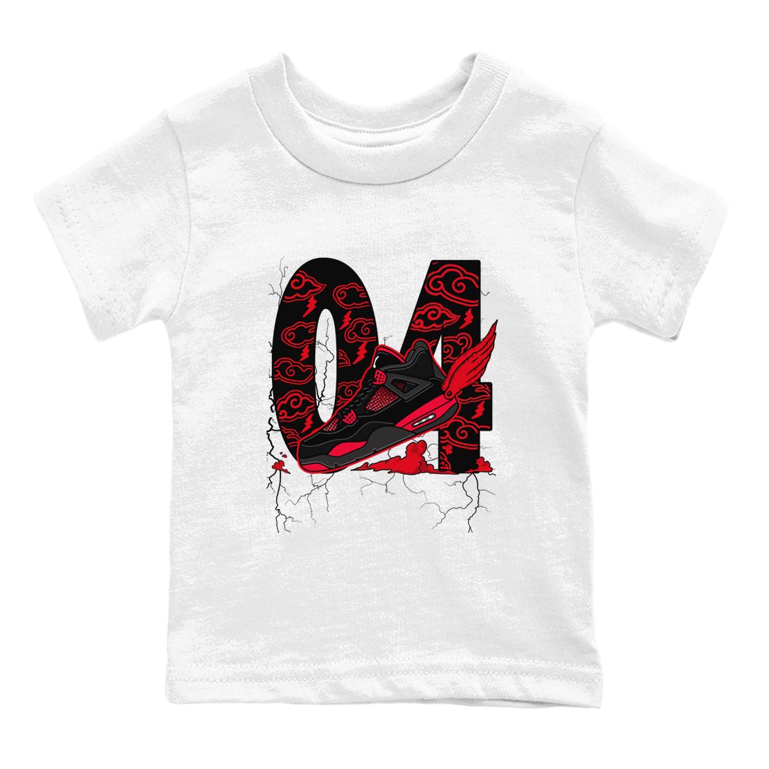4s Red Thunder shirts to match jordans Fly To The Clouds sneaker match tees Air Jordan 4 Red Thunder SNRT Sneaker Tees streetwear brand Baby and Youth White 2 cotton tee