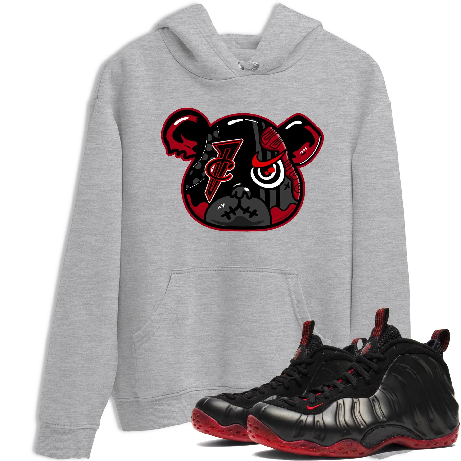 Sneaker match tees – Sneaker Tees To Match Air Foamposite Cough Drop Shoes – Foamposite Bear Tee Heather Grey 1