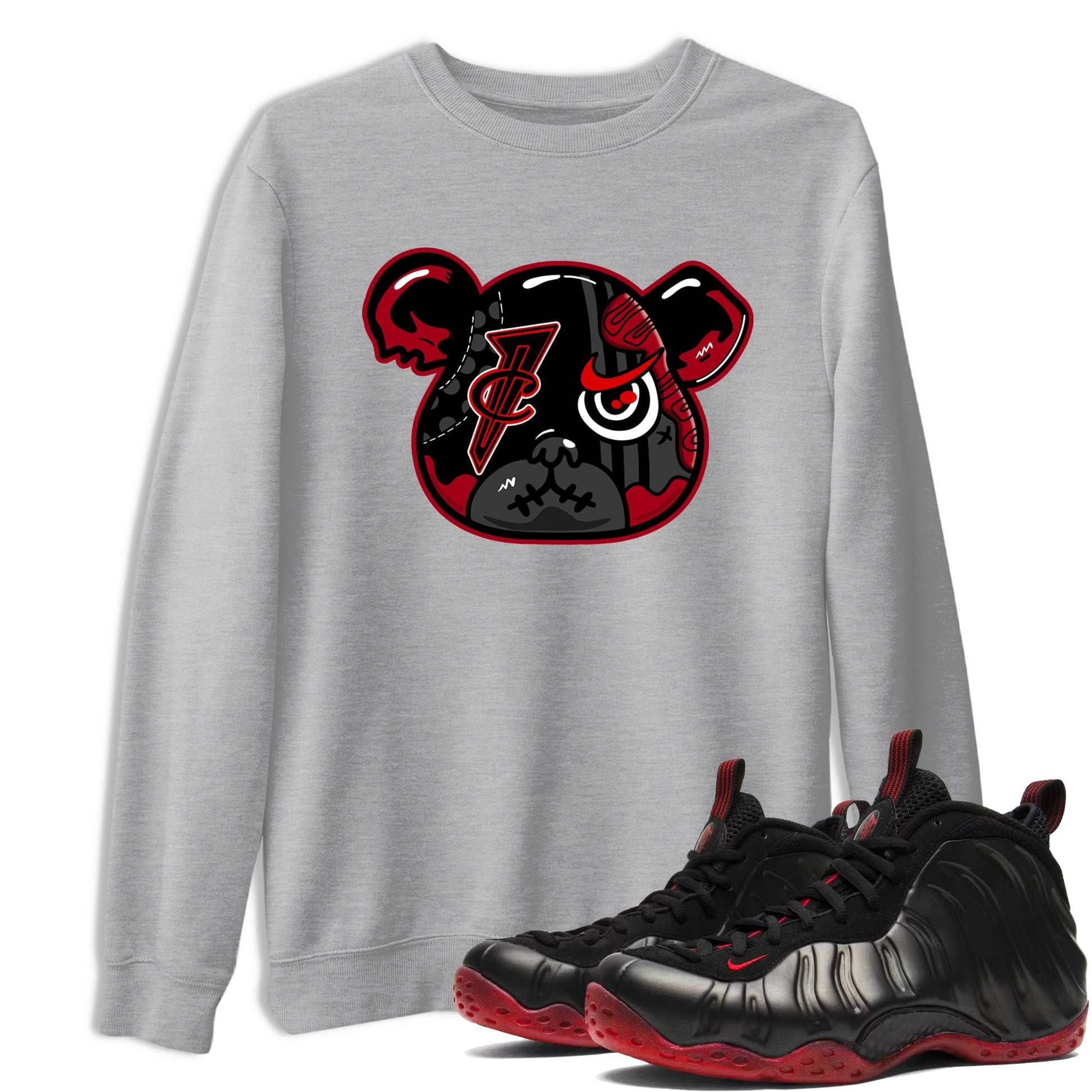 Sneaker match tees – Sneaker Tees To Match Air Foamposite Cough Drop Shoes – Foamposite Bear Tee Heather Grey 1