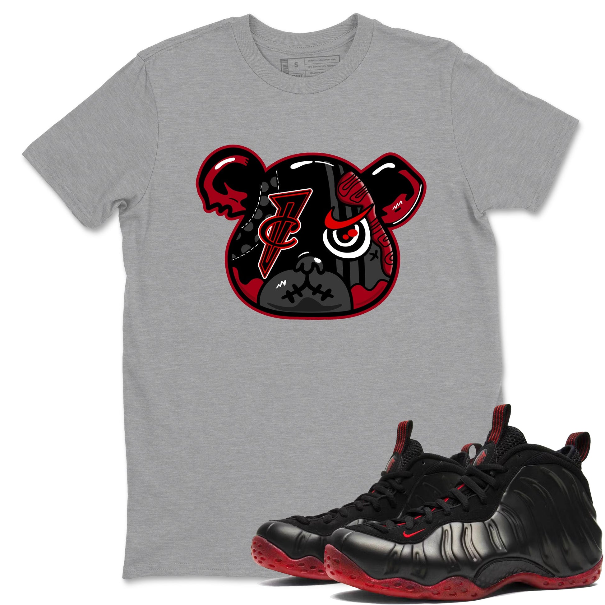 Sneaker match tees – Sneaker Tees To Match Air Foamposite Cough Drop Shoes – Foamposite Bear Tee Heather Grey 1