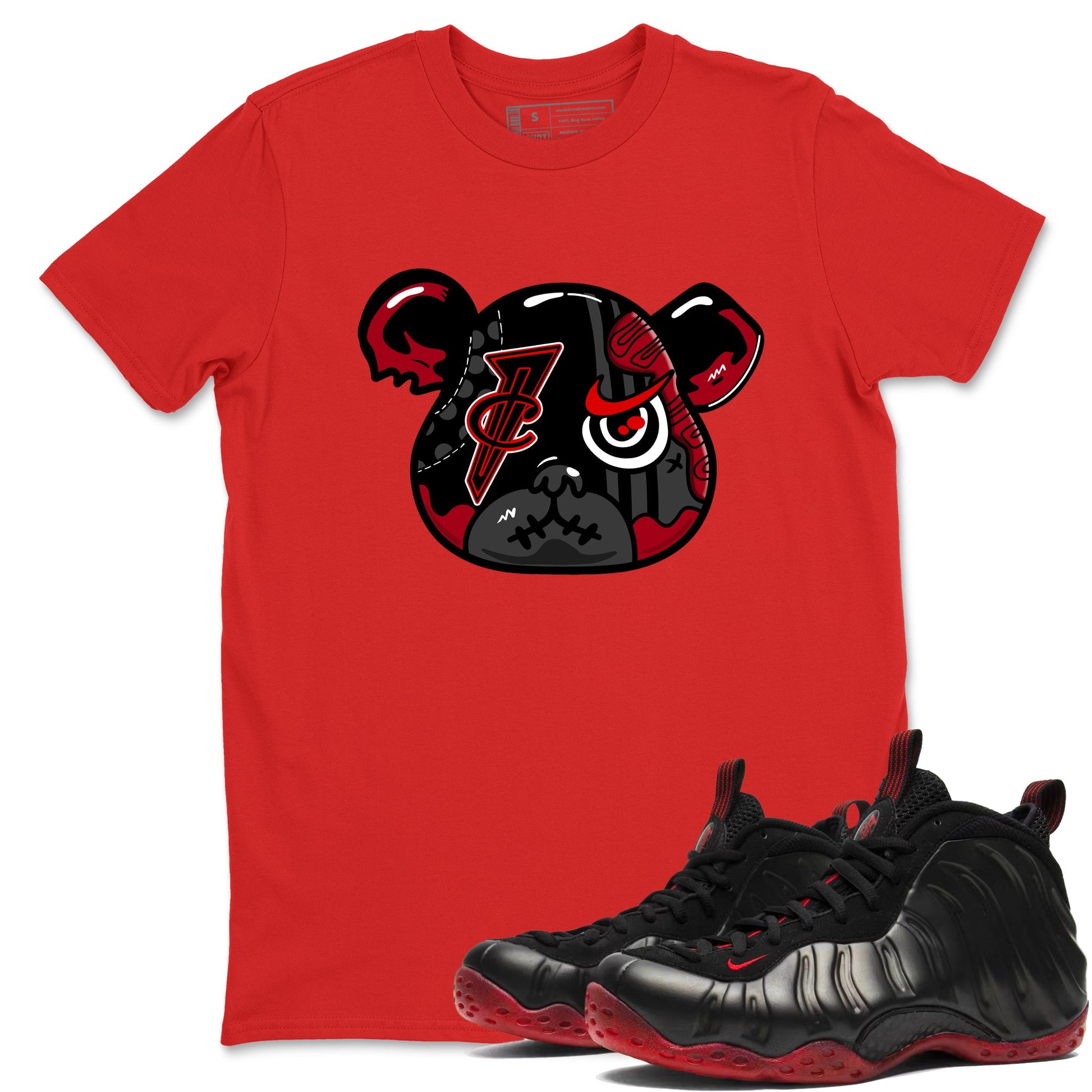 Sneaker match tees – Sneaker Tees To Match Air Foamposite Cough Drop Shoes – Foamposite Bear Tee Red 1