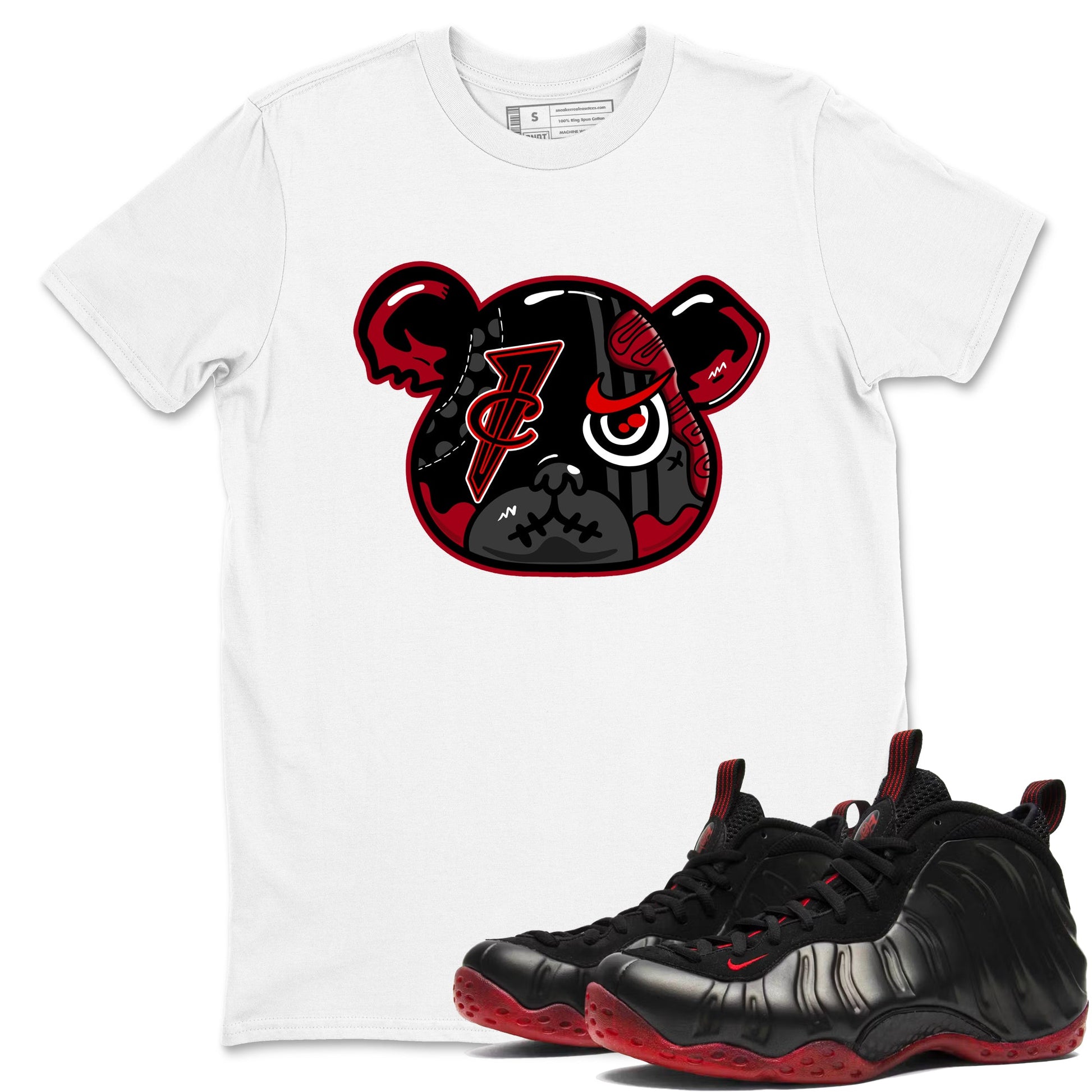 Sneaker match tees – Sneaker Tees To Match Air Foamposite Cough Drop Shoes – Foamposite Bear Tee White 1