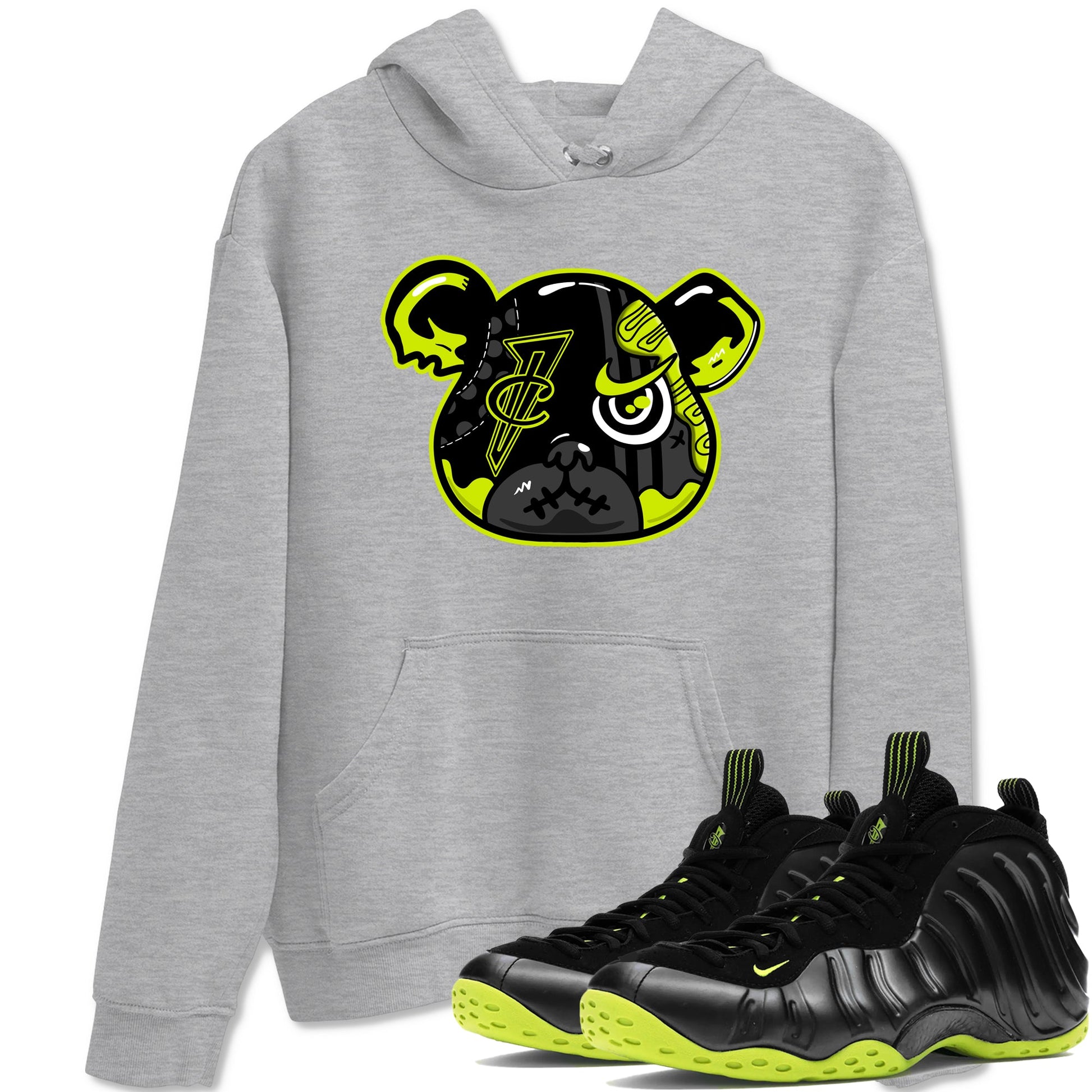 Foams One Black Volt shirts to match jordans Foamposite Bear sneaker match tees Air Foamposite One Black and Volt match shoes to clothes SNRT Sneaker Tees unisex cotton Heather Grey 1 shirts