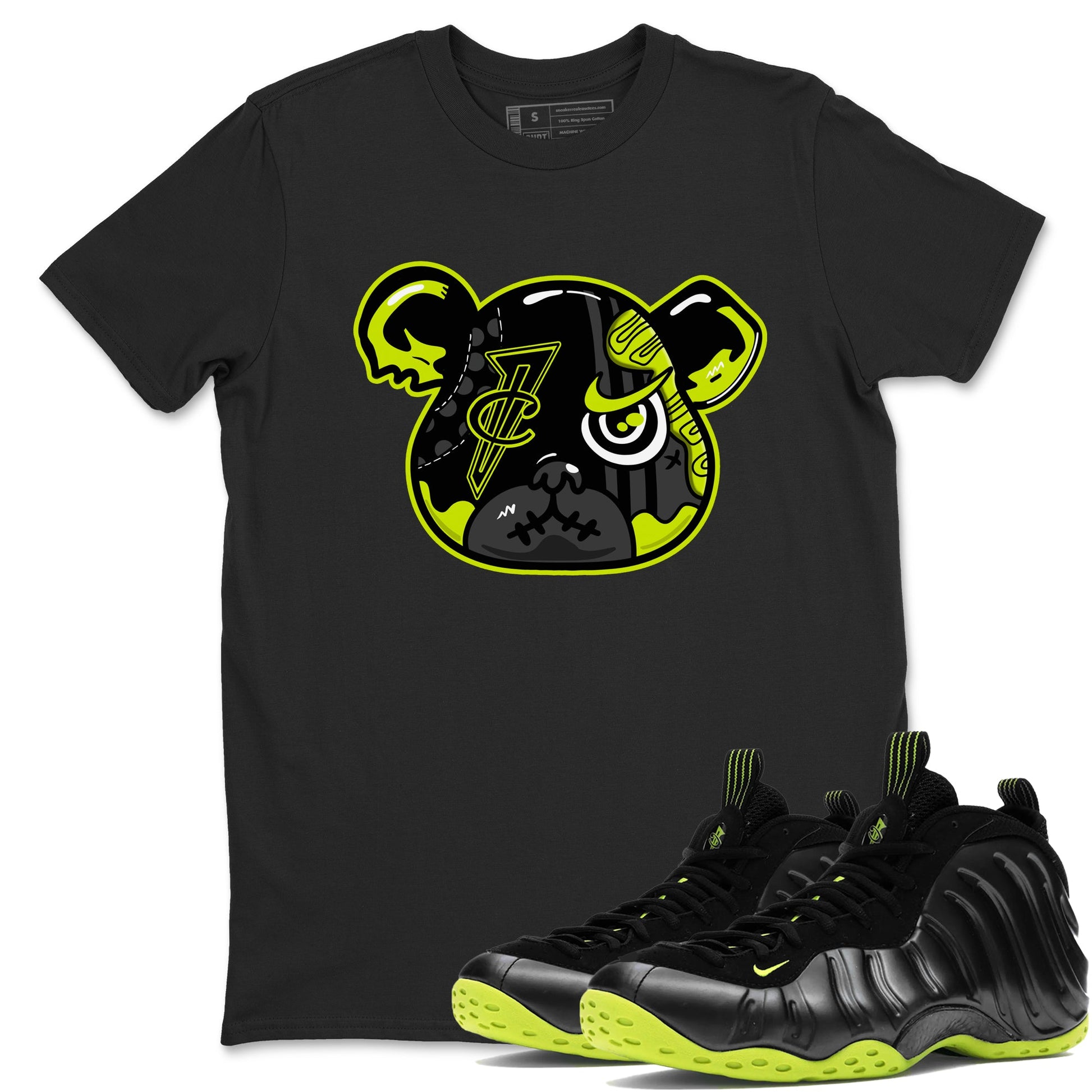 Foams One Black Volt shirts to match jordans Foamposite Bear sneaker match tees Air Foamposite One Black and Volt match shoes to clothes SNRT Sneaker Tees unisex cotton Black 1 shirts
