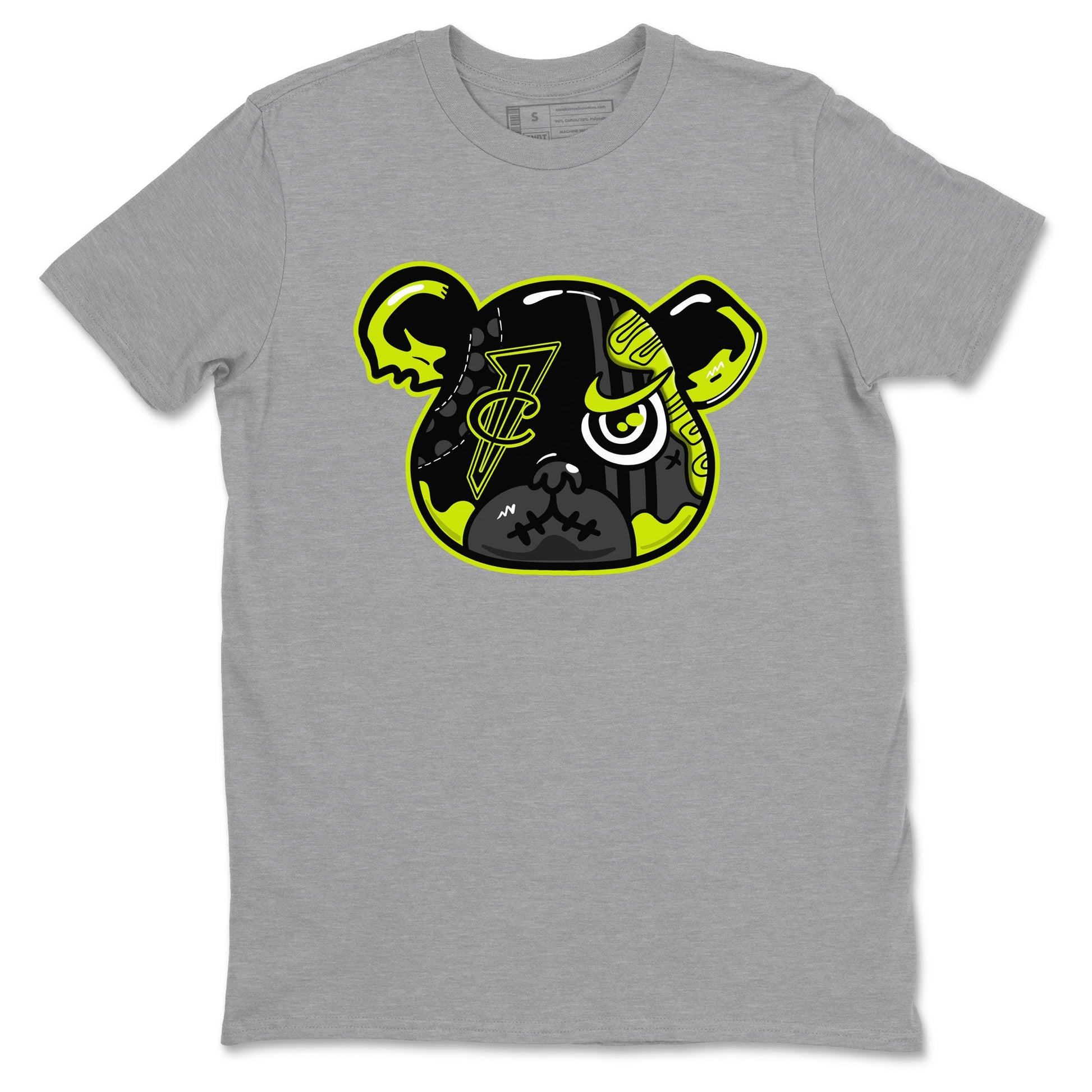 Foams One Black Volt shirts to match jordans Foamposite Bear sneaker match tees Air Foamposite One Black and Volt match shoes to clothes SNRT Sneaker Tees unisex cotton Heather Grey 2 shirts