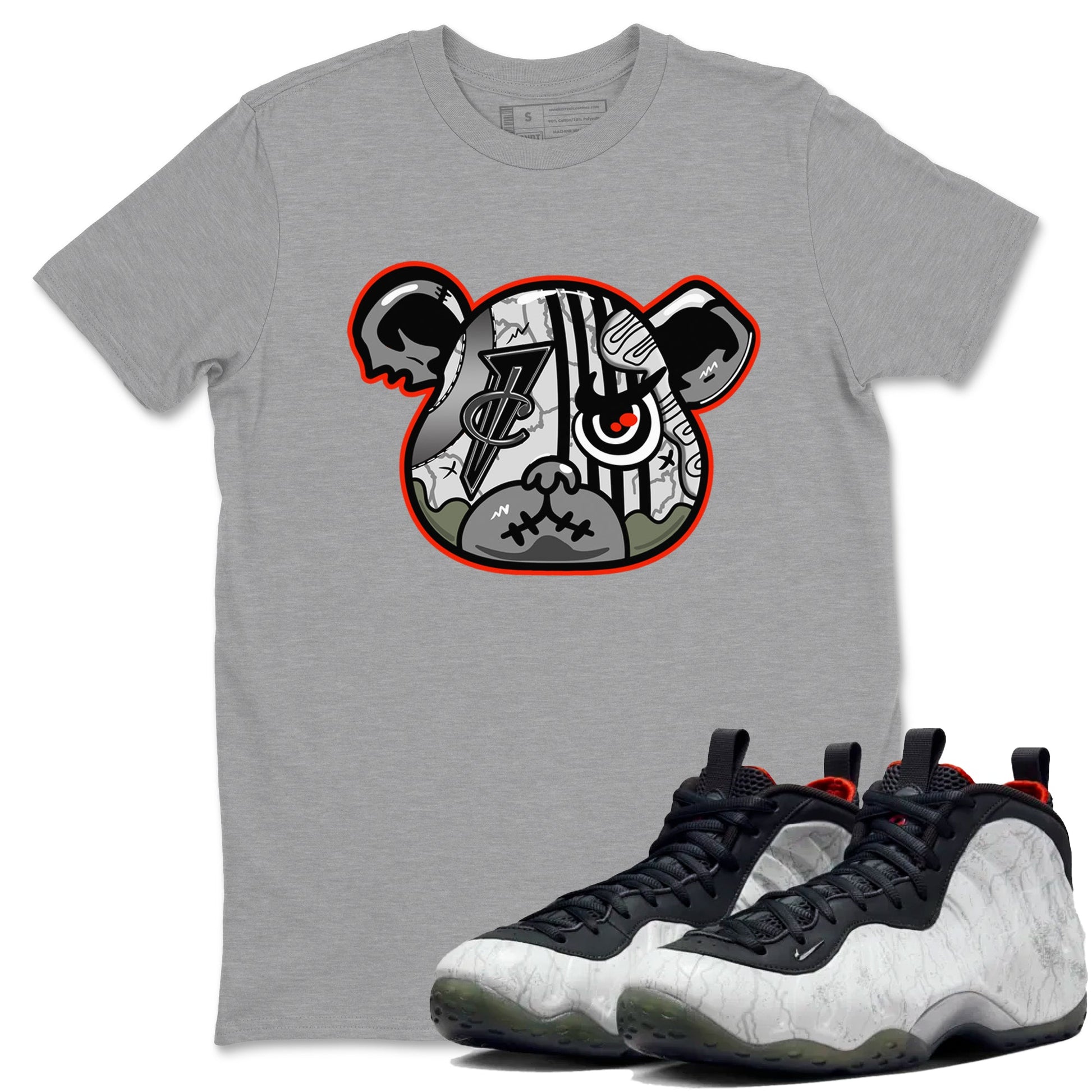 Foams One Jin shirts to match jordans Foamposite Bear sneaker match tees Air Foamposite One Jin match shoes to clothes SNRT Sneaker Tees unisex cotton Heather Grey 1 shirts