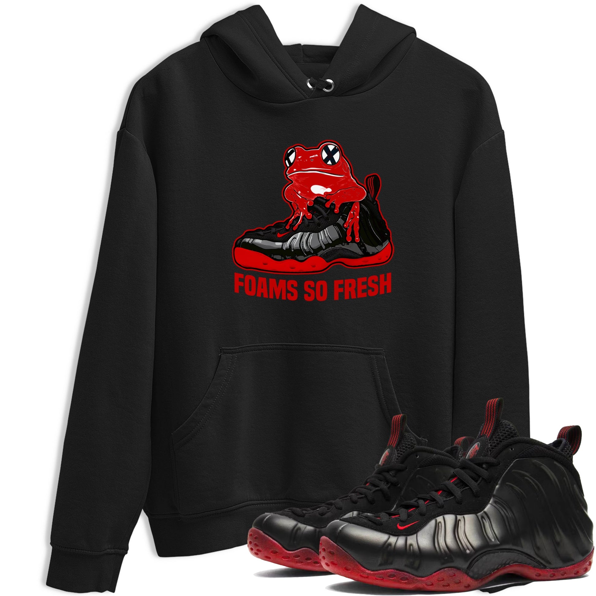 Foams So Fresh sneaker match t-shirt styled to complete your fit with the Air Foamposite Cough Drop sneakers, shown in Black 1.