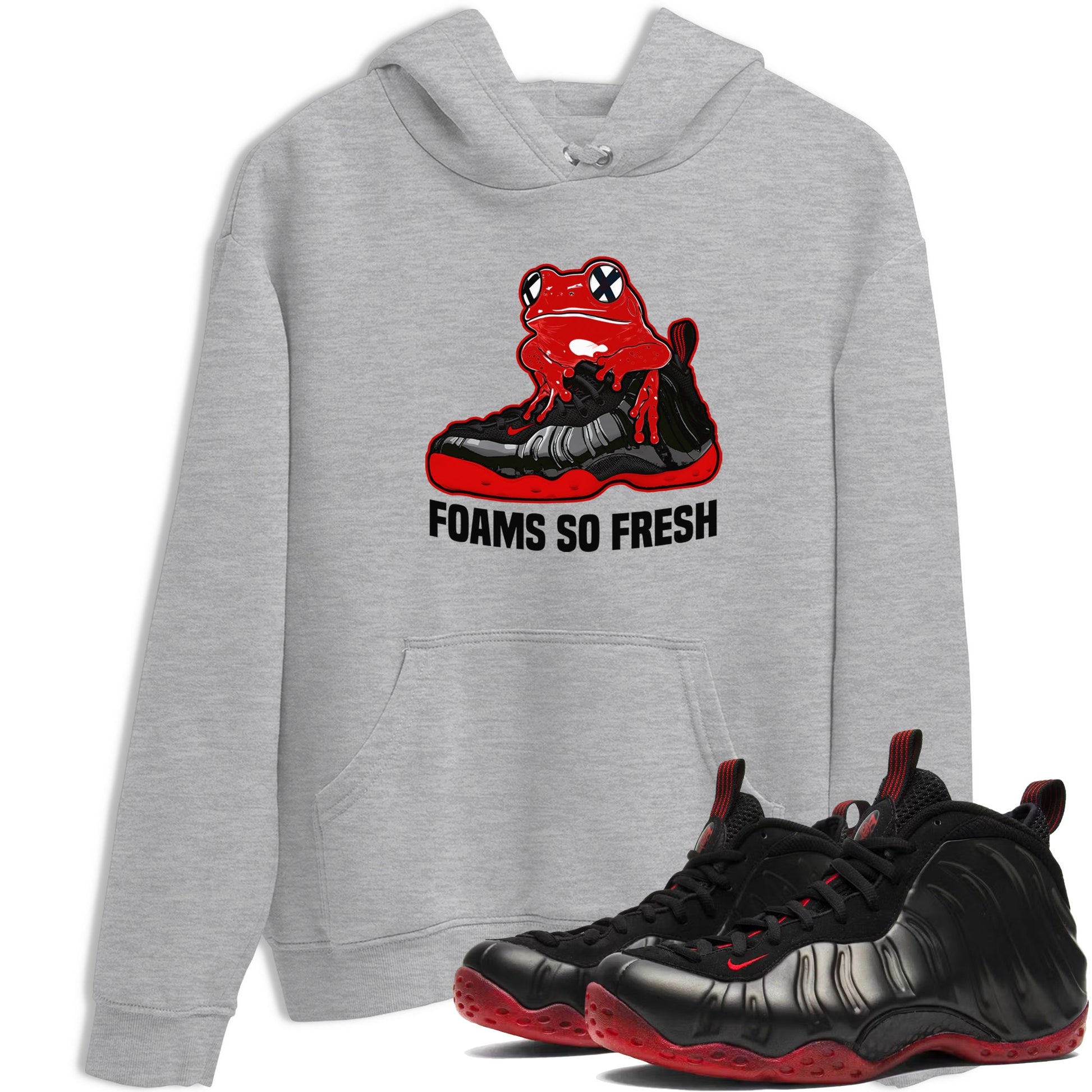 Foams So Fresh sneaker match t-shirt styled to complete your fit with the Air Foamposite Cough Drop sneakers, shown in Heather Grey 1.