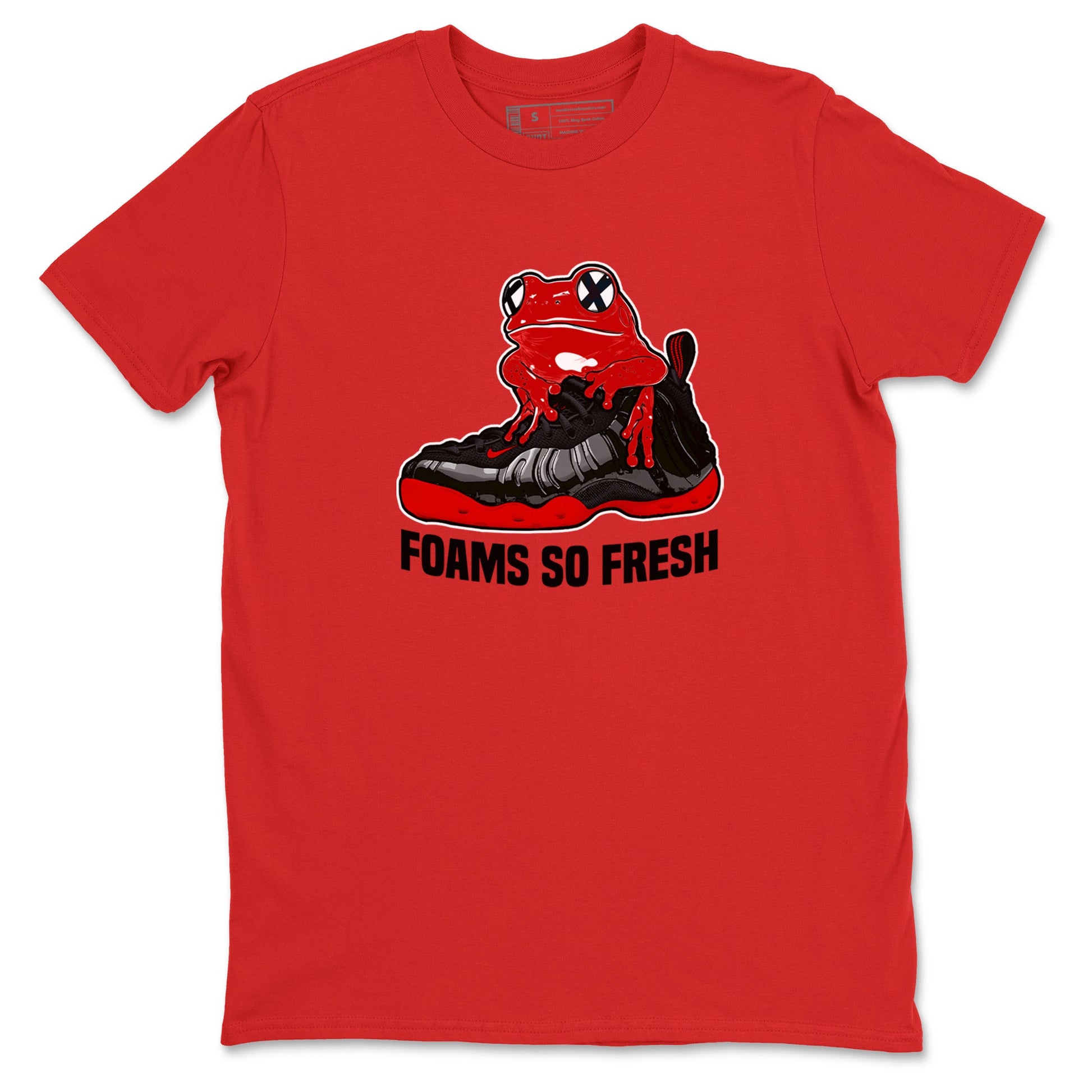 Foams So Fresh sneaker match t-shirt styled to complete your fit with the Air Foamposite Cough Drop sneakers, shown in Red 2.