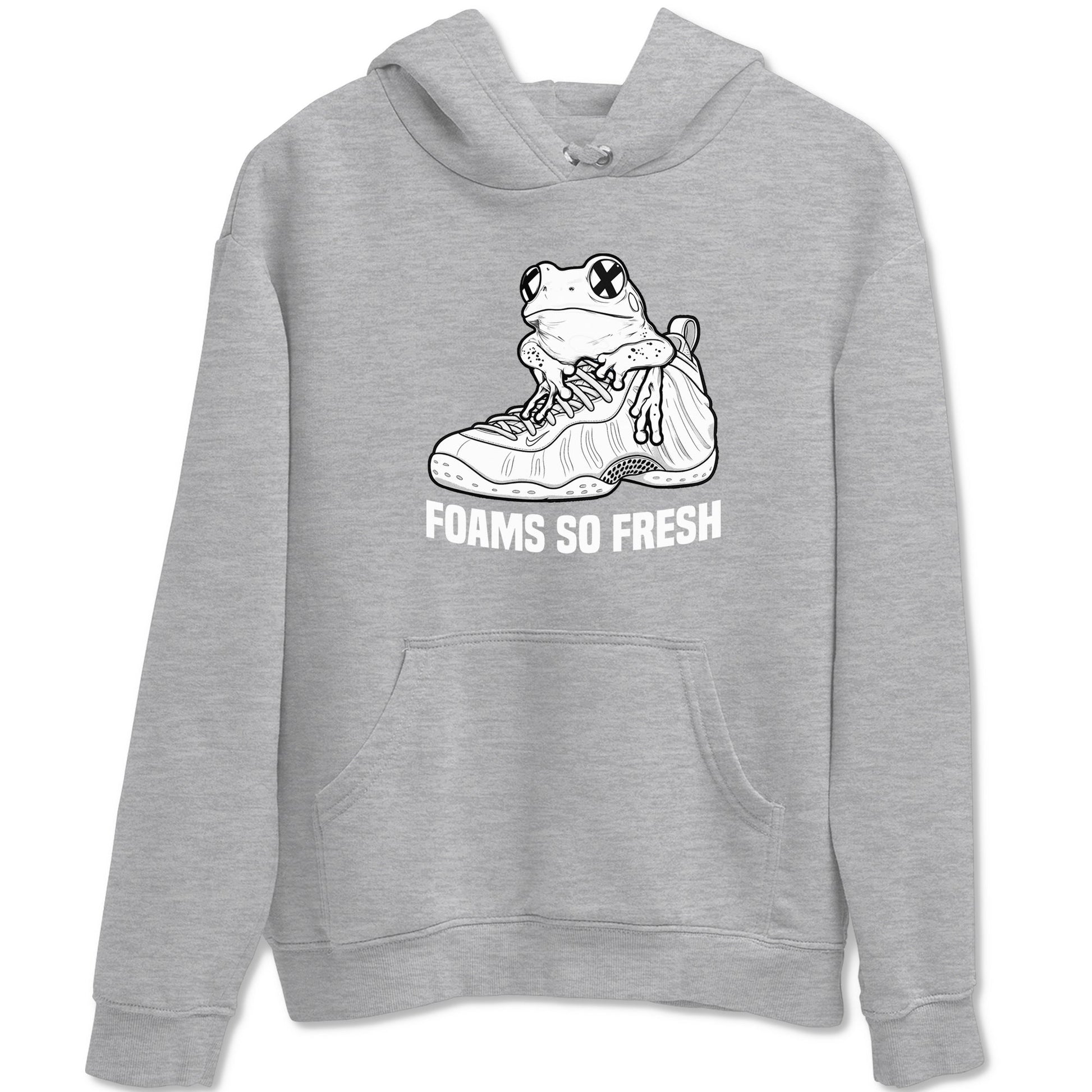Foams So Fresh sneaker match t-shirt styled to complete your fit with the Air Foamposite One Triple White sneakers, shown in Heather Grey 2.