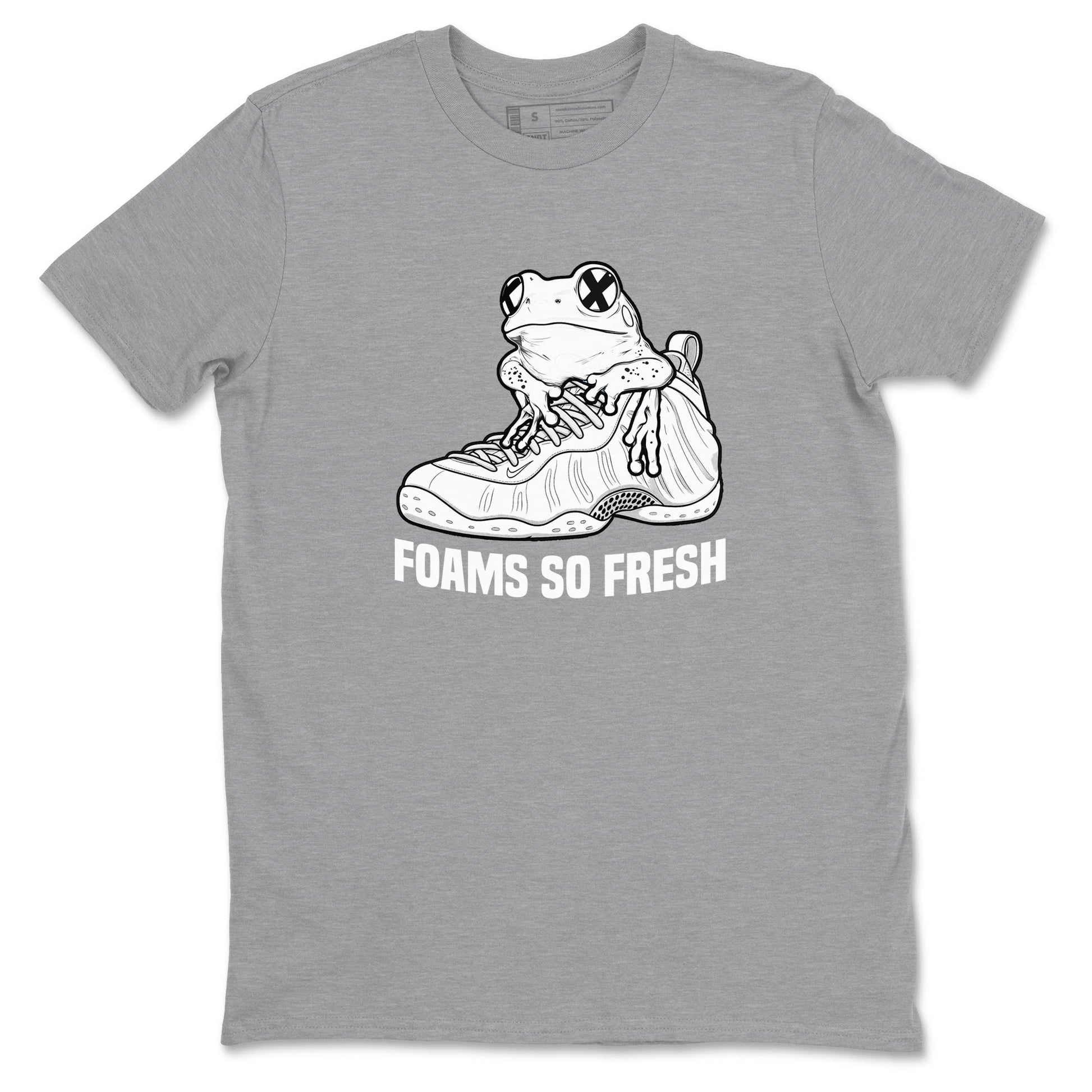 Foams So Fresh sneaker match t-shirt styled to complete your fit with the Air Foamposite One Triple White sneakers, shown in Heather Grey 2.