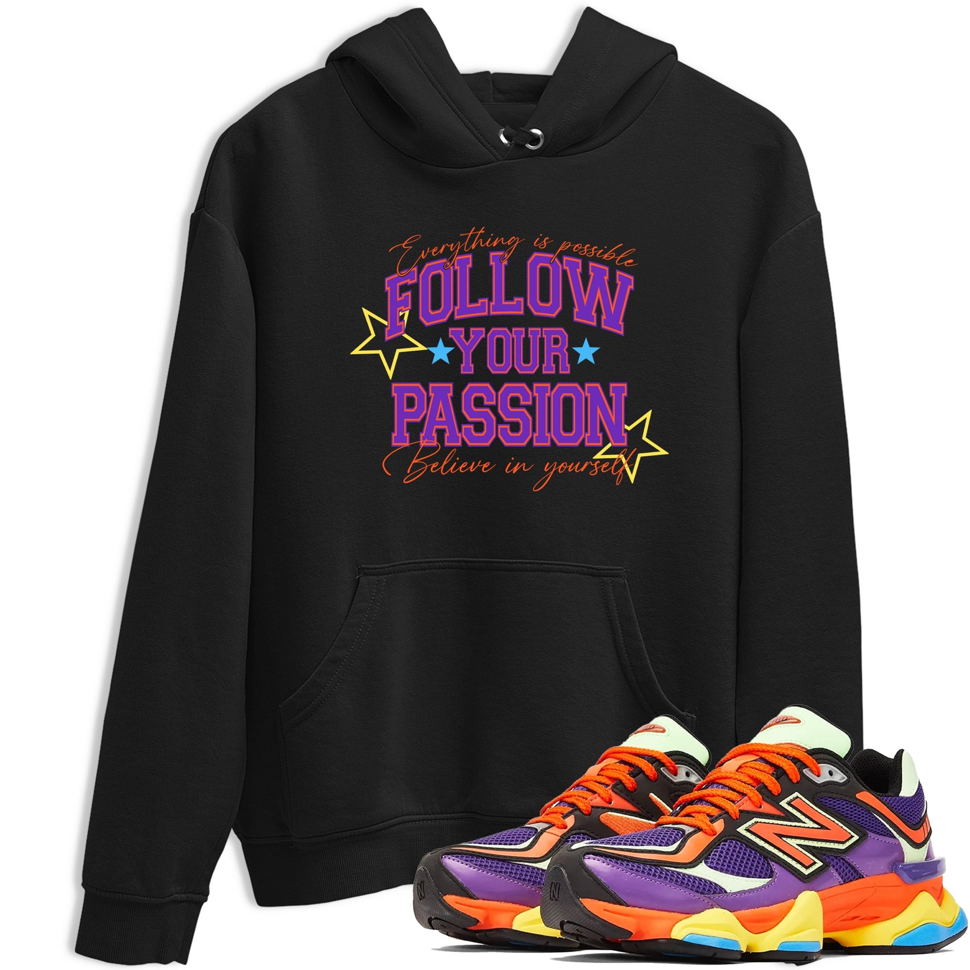 Sneaker Threads – Sneaker Tees To Match New Balance 9060 Prism Purple – Follow Your Passion Graphic Tee Black 1. Perfect for Jordan releases 2025 colorways.