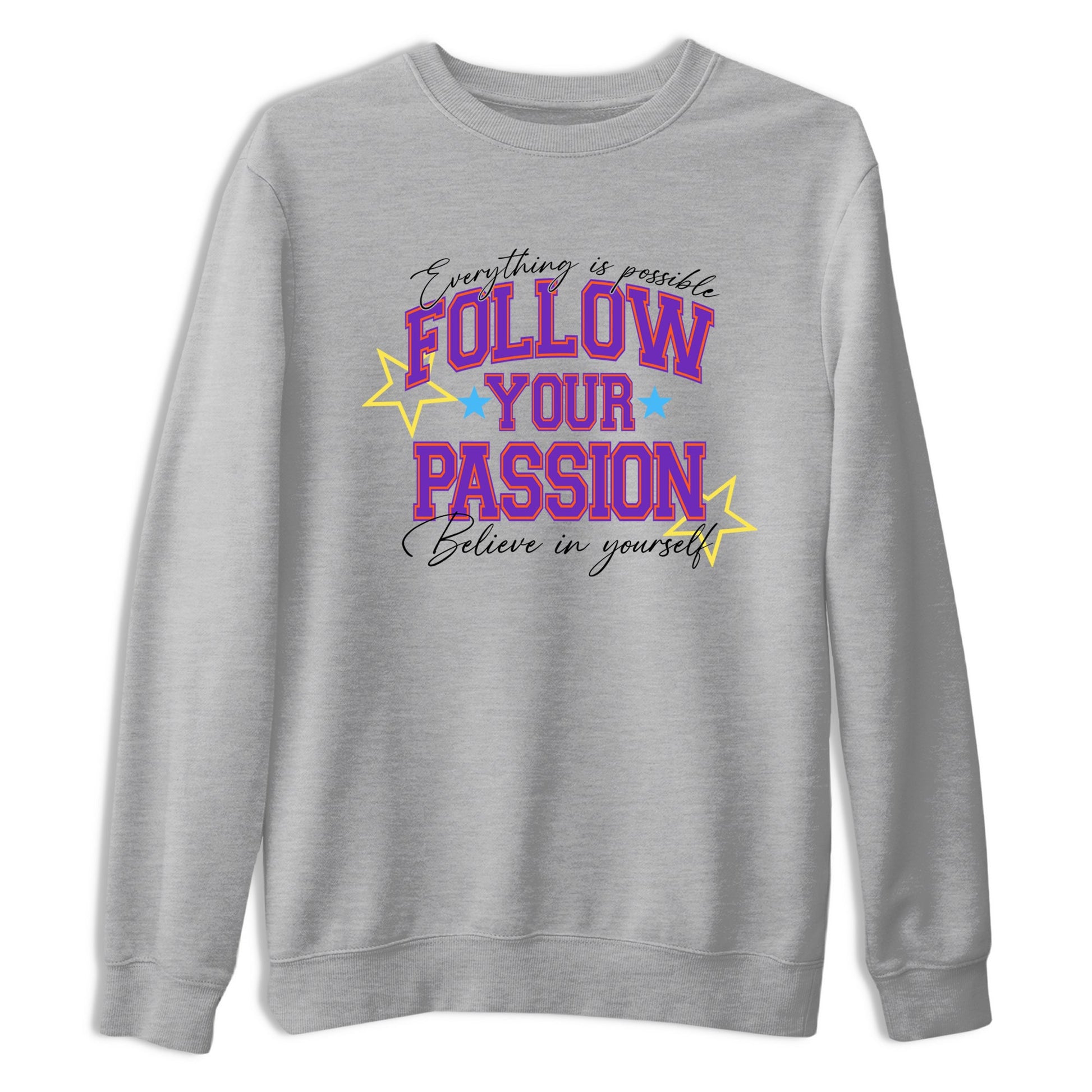 Sneaker Threads – Sneaker Tees To Match New Balance 9060 Prism Purple – Follow Your Passion Graphic Tee Heather Grey 2. Perfect for Jordan releases 2025 colorways.
