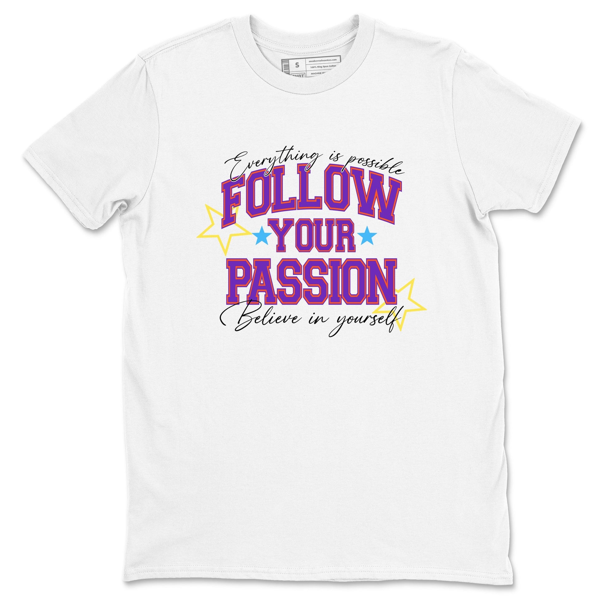Sneaker Threads – Sneaker Tees To Match New Balance 9060 Prism Purple – Follow Your Passion Graphic Tee White 2. Perfect for Jordan releases 2025 colorways.