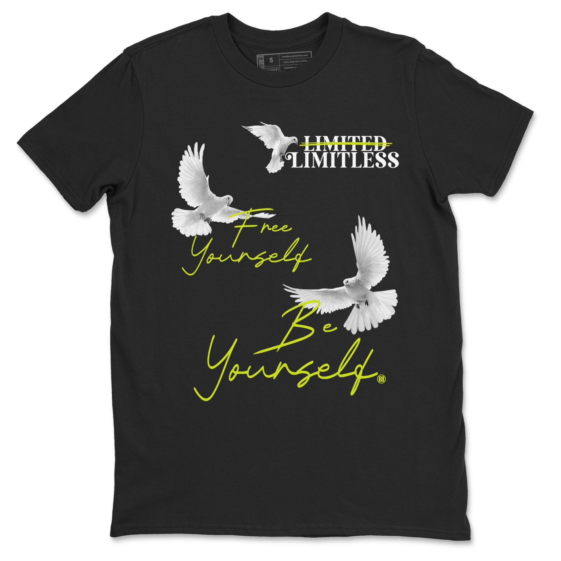 Foams One Black Volt shirts to match jordans Free Yourself Be Yourself sneaker match tees Air Foamposite One Black Volt match shoes to clothes SNRT Sneaker Tees unisex cotton Black 2 shirts