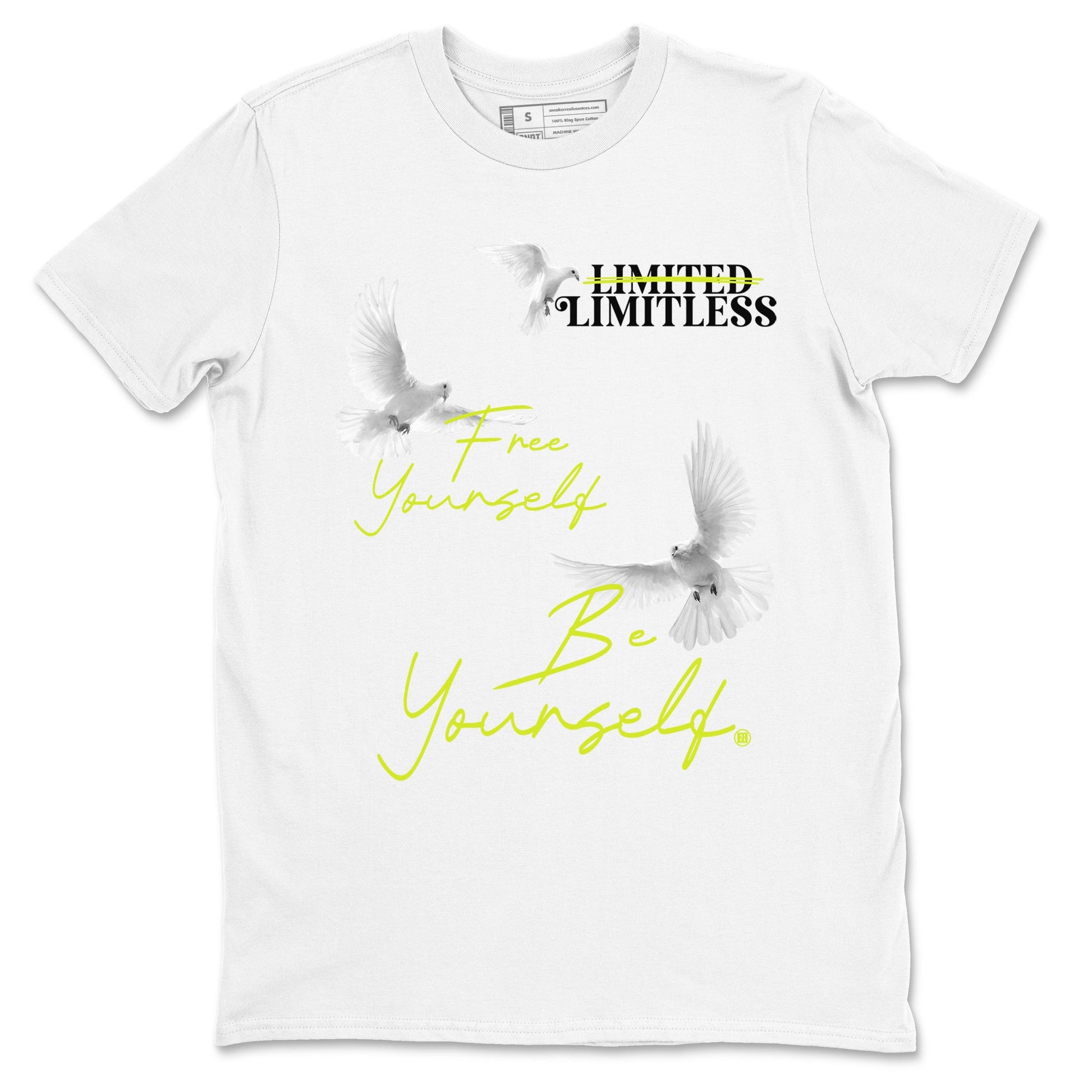 Foams One Black Volt shirts to match jordans Free Yourself Be Yourself sneaker match tees Air Foamposite One Black Volt match shoes to clothes SNRT Sneaker Tees unisex cotton White 2 shirts