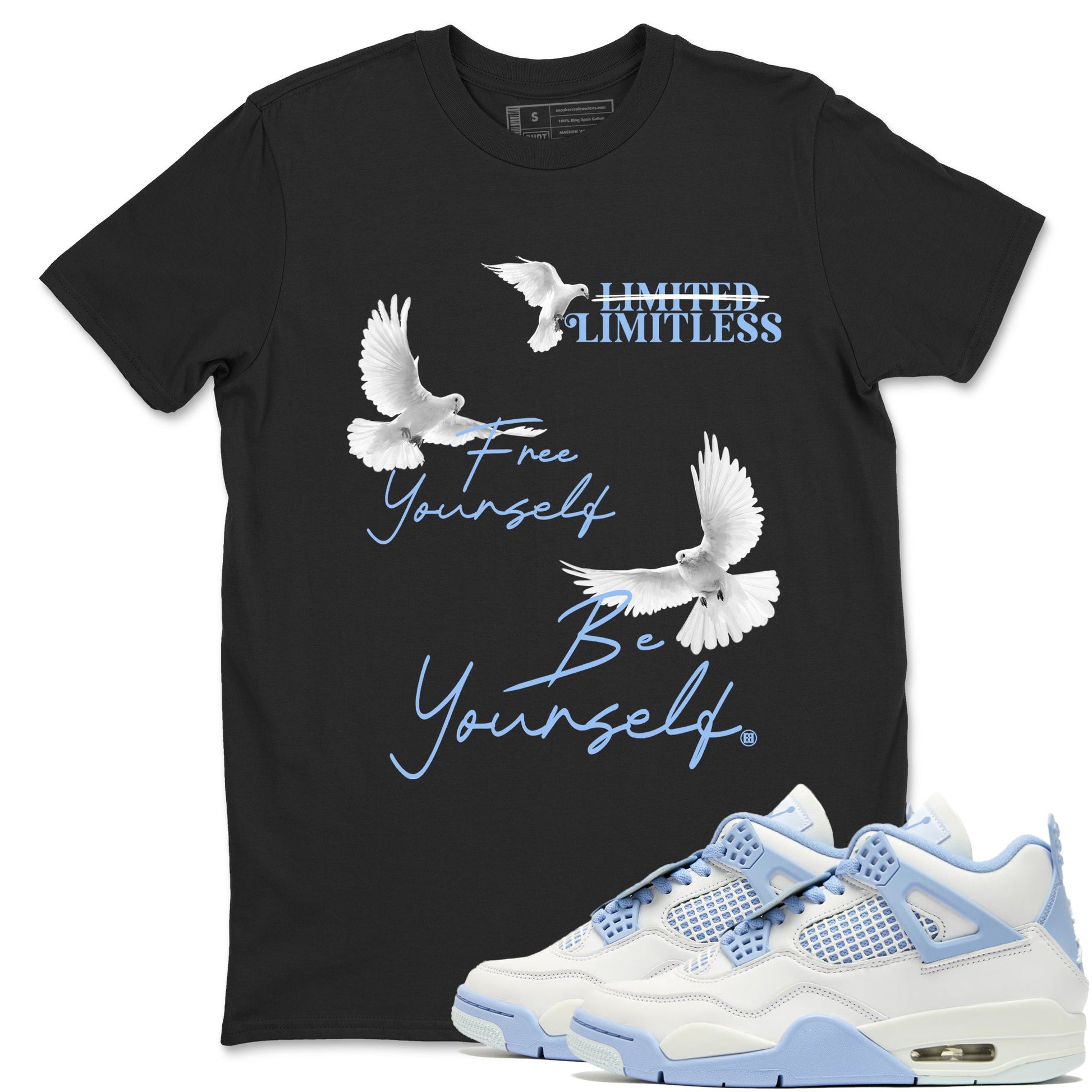 4s Forget Me Not shirts to match jordans Free Yourself Be Yourself graphic tees Air Jordan 4 Forget Me Not match shoes to clothes SNRT Sneaker Tees unisex cotton Black 1 shirts