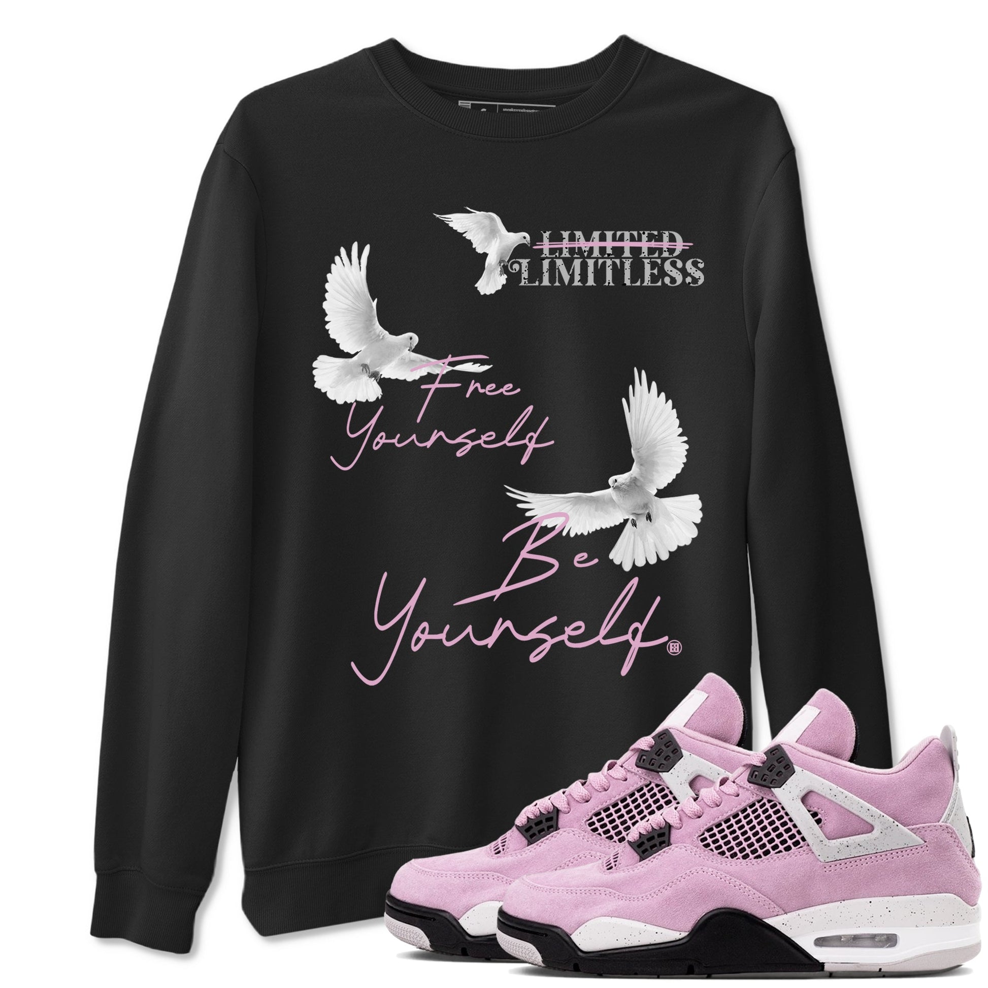 4s Orchid shirts to match jordans Free Yourself Be Yourself sneaker match tees Air Jordan 4 Orchid match shoes to clothes SNRT Sneaker Tees unisex cotton Black 1 shirts