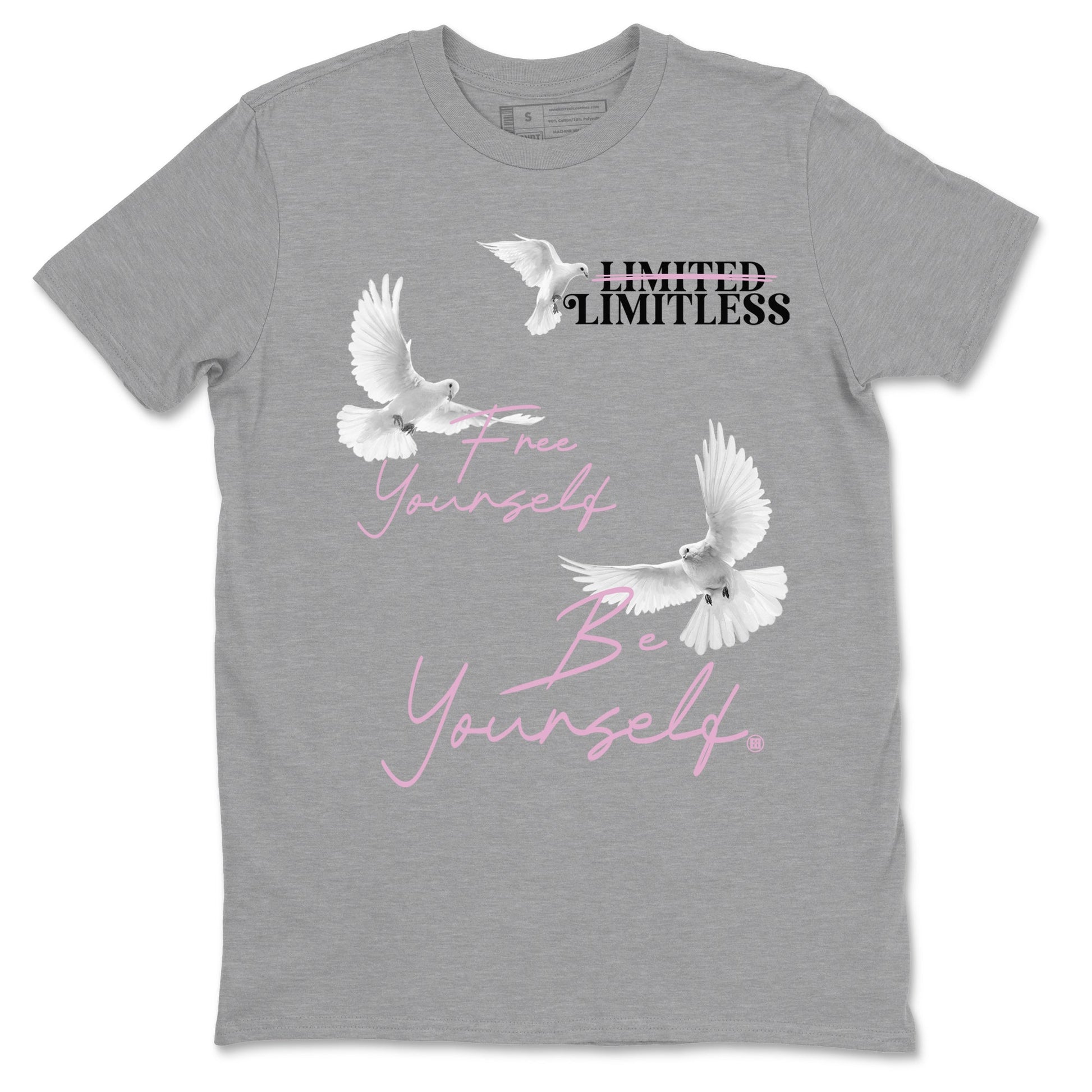 4s Orchid shirts to match jordans Free Yourself Be Yourself sneaker match tees Air Jordan 4 Orchid match shoes to clothes SNRT Sneaker Tees unisex cotton Heather Grey 2 shirts
