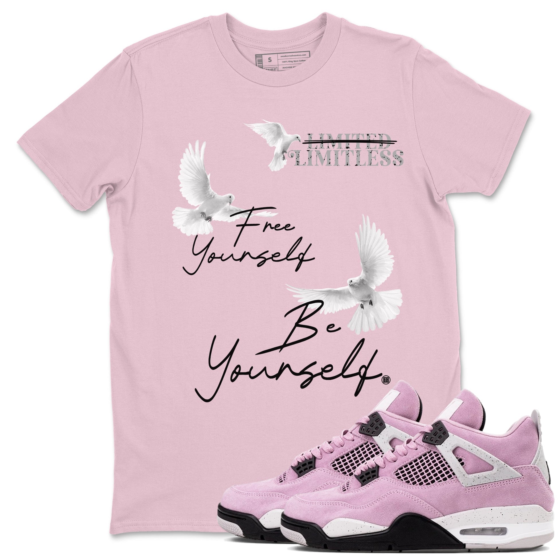 4s Orchid shirts to match jordans Free Yourself Be Yourself sneaker match tees Air Jordan 4 Orchid match shoes to clothes SNRT Sneaker Tees unisex cotton Pink 1 shirts