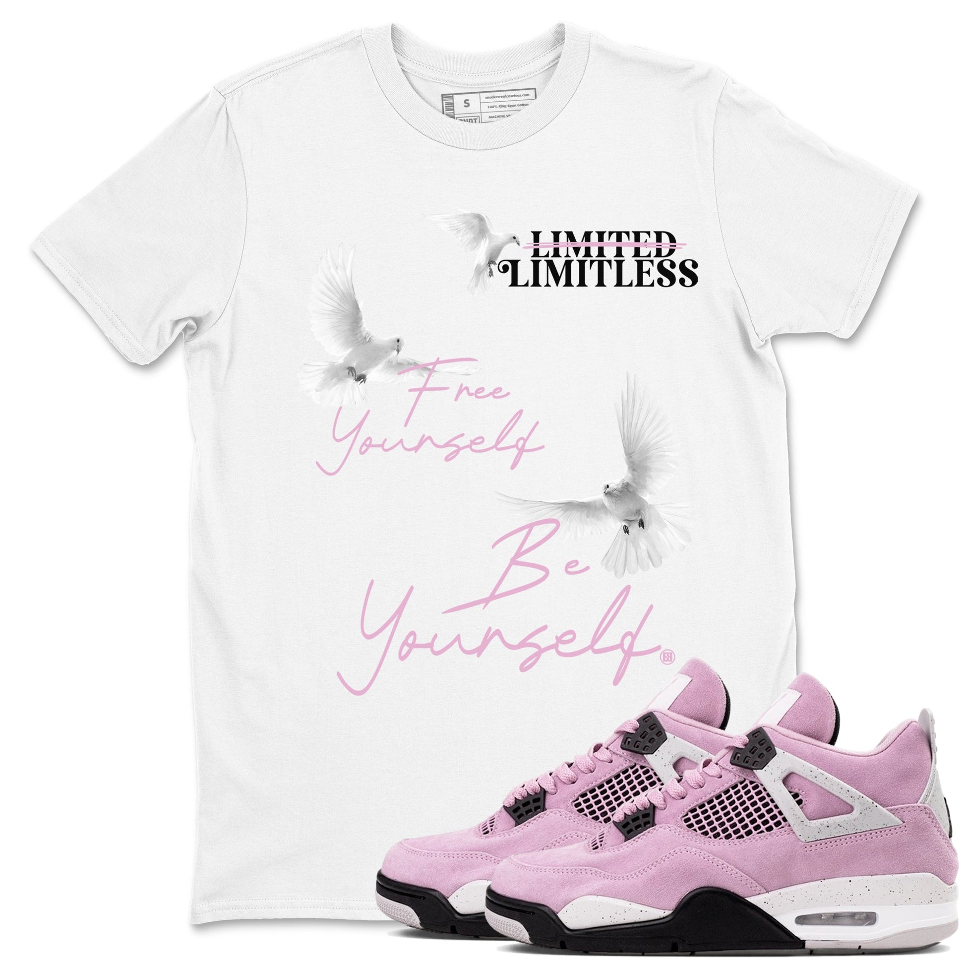 4s Orchid shirts to match jordans Free Yourself Be Yourself sneaker match tees Air Jordan 4 Orchid match shoes to clothes SNRT Sneaker Tees unisex cotton White 1 shirts