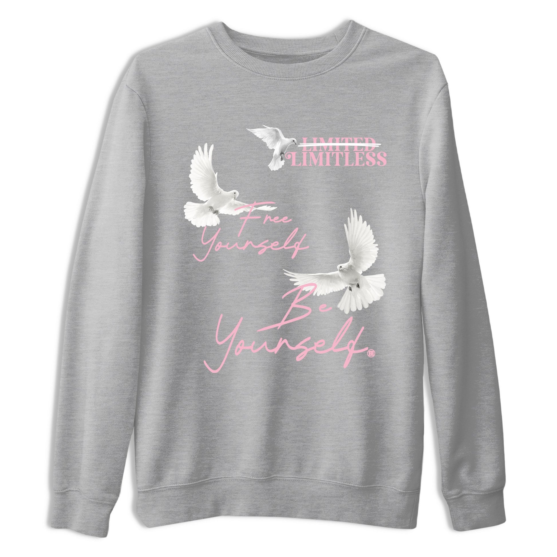 Free Yourself Be Yourself sneaker match t-shirt styled to complete your fit with the Air Jordan 5 35th Anniversary sneakers, shown in Heather Grey 2.