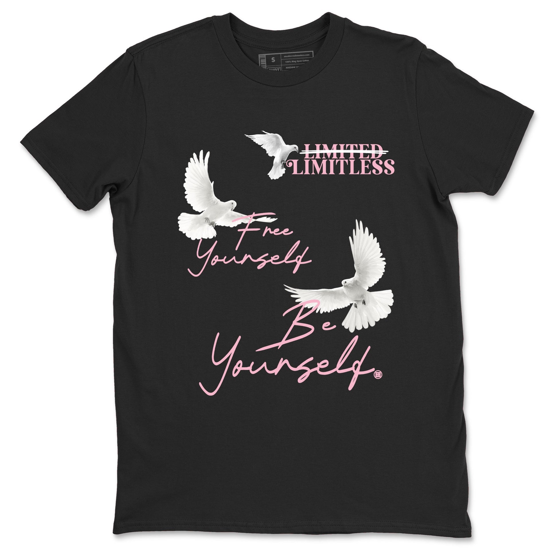 Free Yourself Be Yourself sneaker match t-shirt styled to complete your fit with the Air Jordan 5 35th Anniversary sneakers, shown in Black 2.