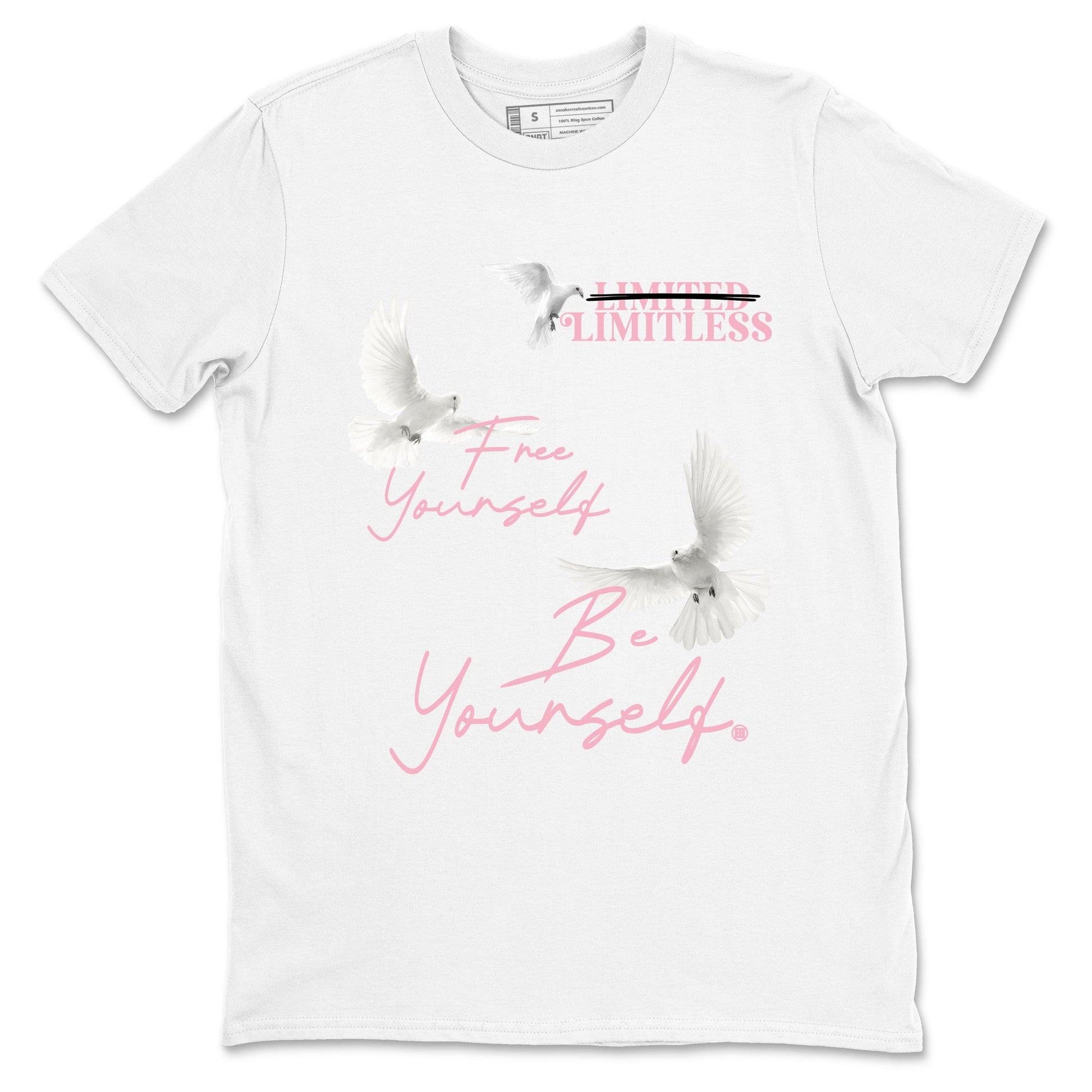 Free Yourself Be Yourself sneaker match t-shirt styled to complete your fit with the Air Jordan 5 35th Anniversary sneakers, shown in White 2.