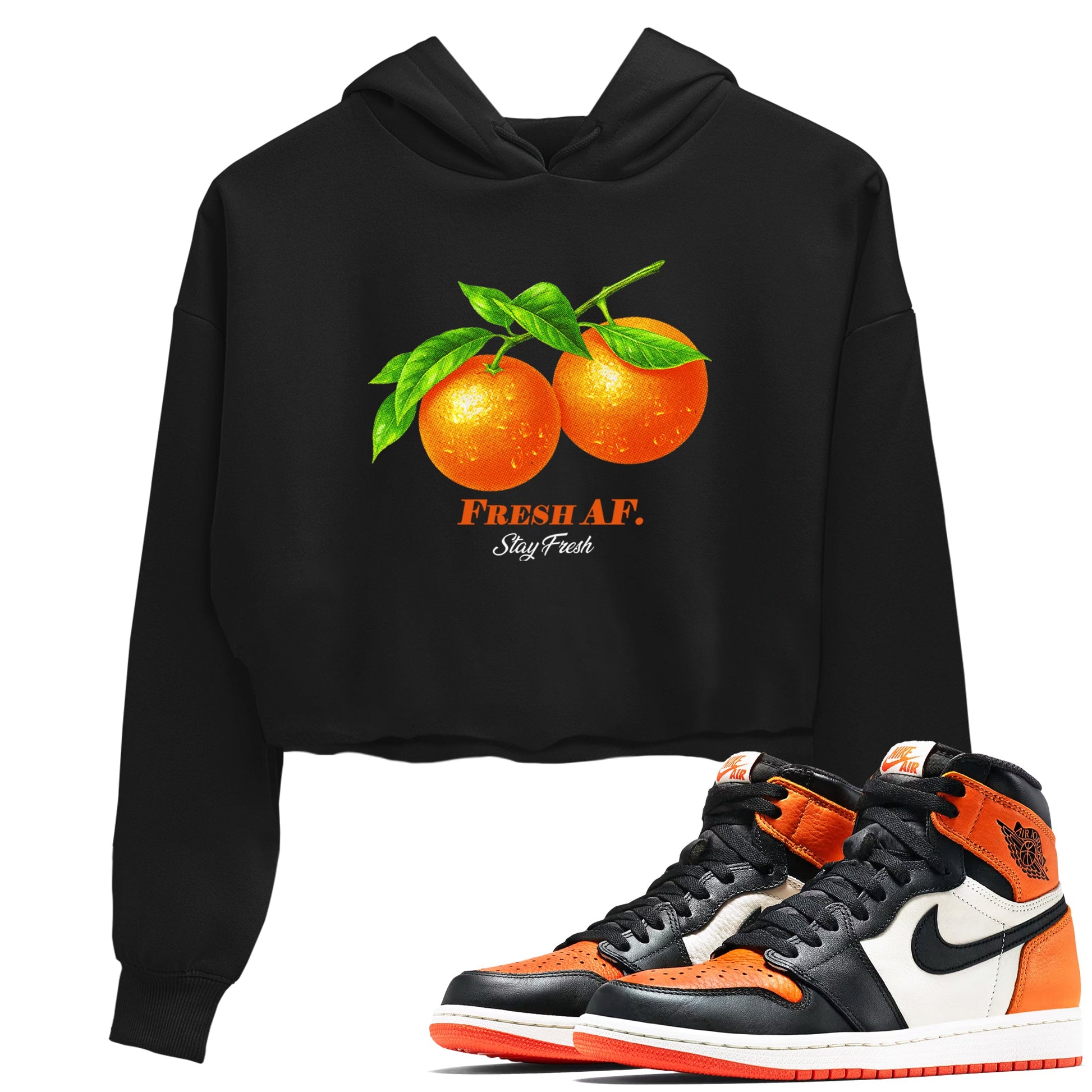 Sneaker match tees – Sneaker Tees To Match Air Jordan 1 Shattered Backboard Shoes – Fresh Orange Crop T-Shirt Black 1