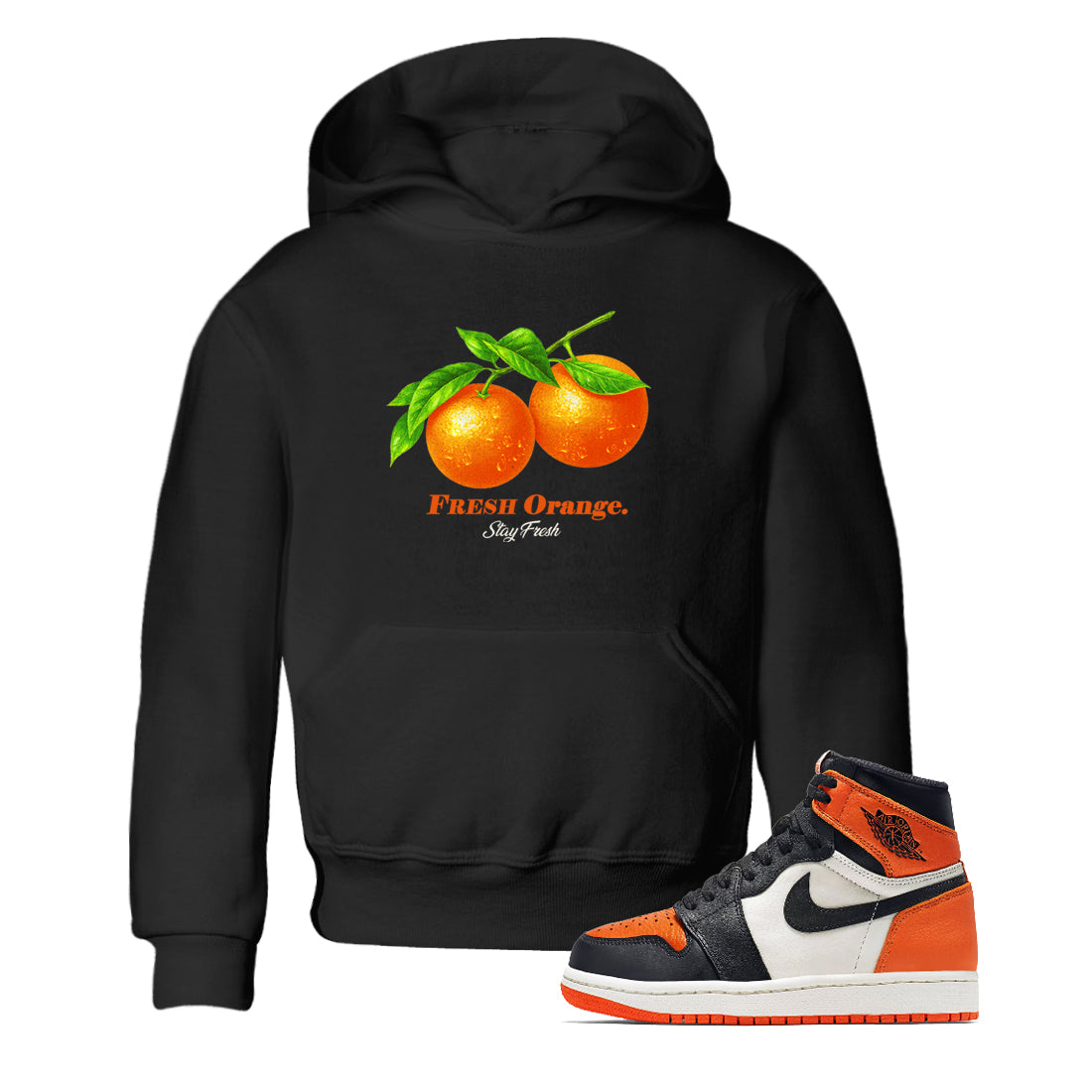 Sneaker match tees – Sneaker Tees To Match Air Jordan 1 Shattered Backboard Shoes – Fresh Orange Kids T-Shirt Black 1