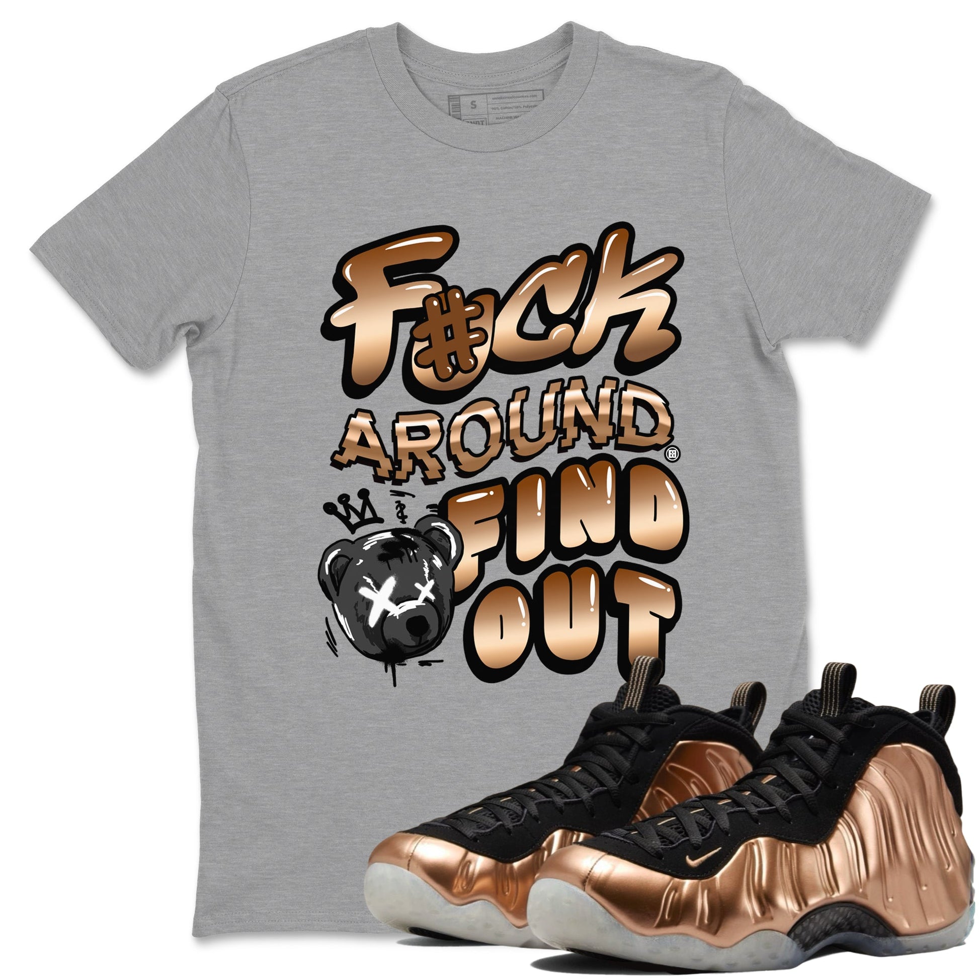 Air Foamposite 1 Metallic Copper Shirts To Match Jordans Fuck Around And Find Out Sneaker Shirts Air Foamposite One Metallic Copper SNRT Sneaker Release Tees Unisex Cotton Crew Neck Heather Grey 1 crew neck shirts