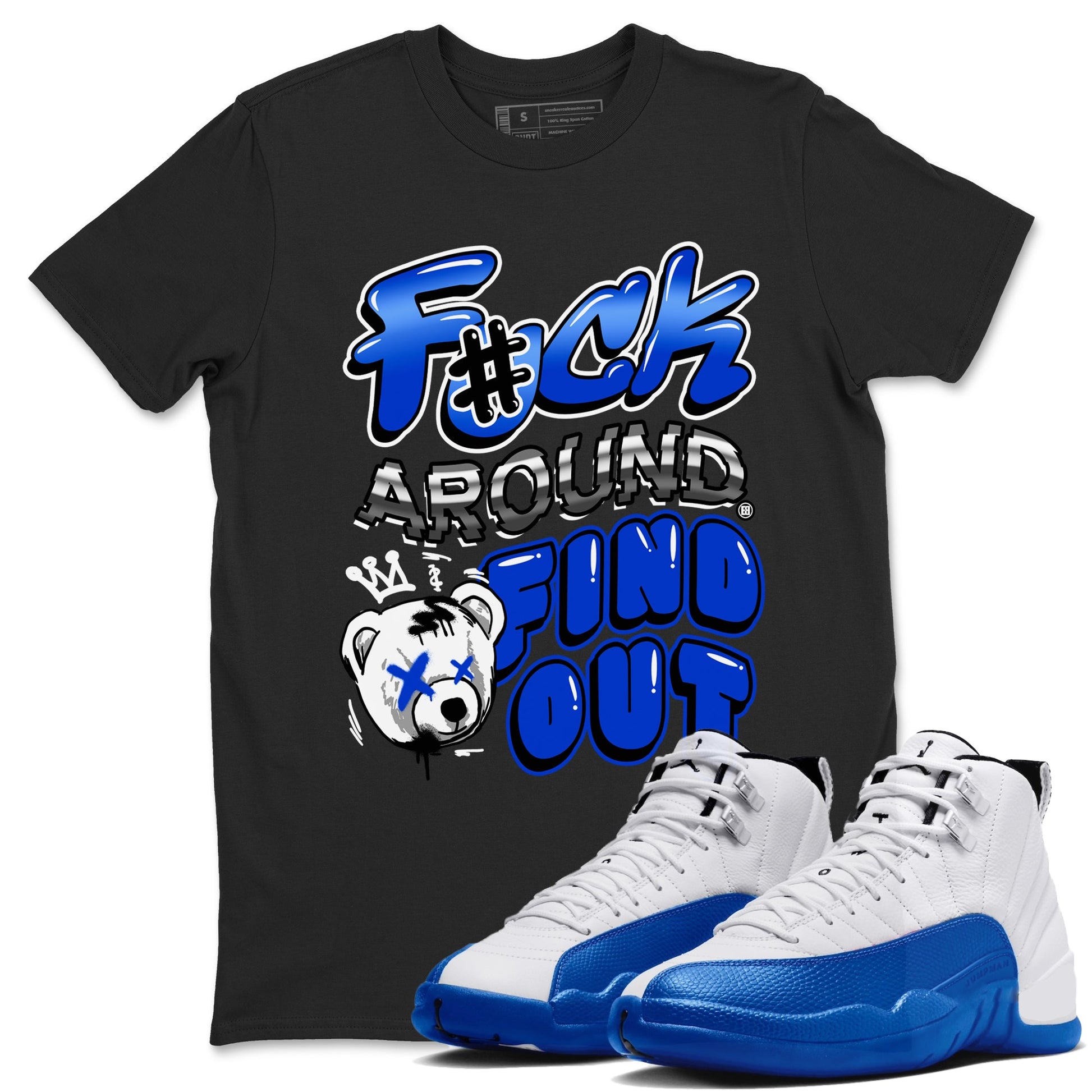 AJ12 Blueberry Blue shirts to match jordans Fuck Around And Find Out sneaker match tees Air Jordan 12 Blueberry SNRT Sneaker Release Tees unisex cotton Black 1 crew neck shirts