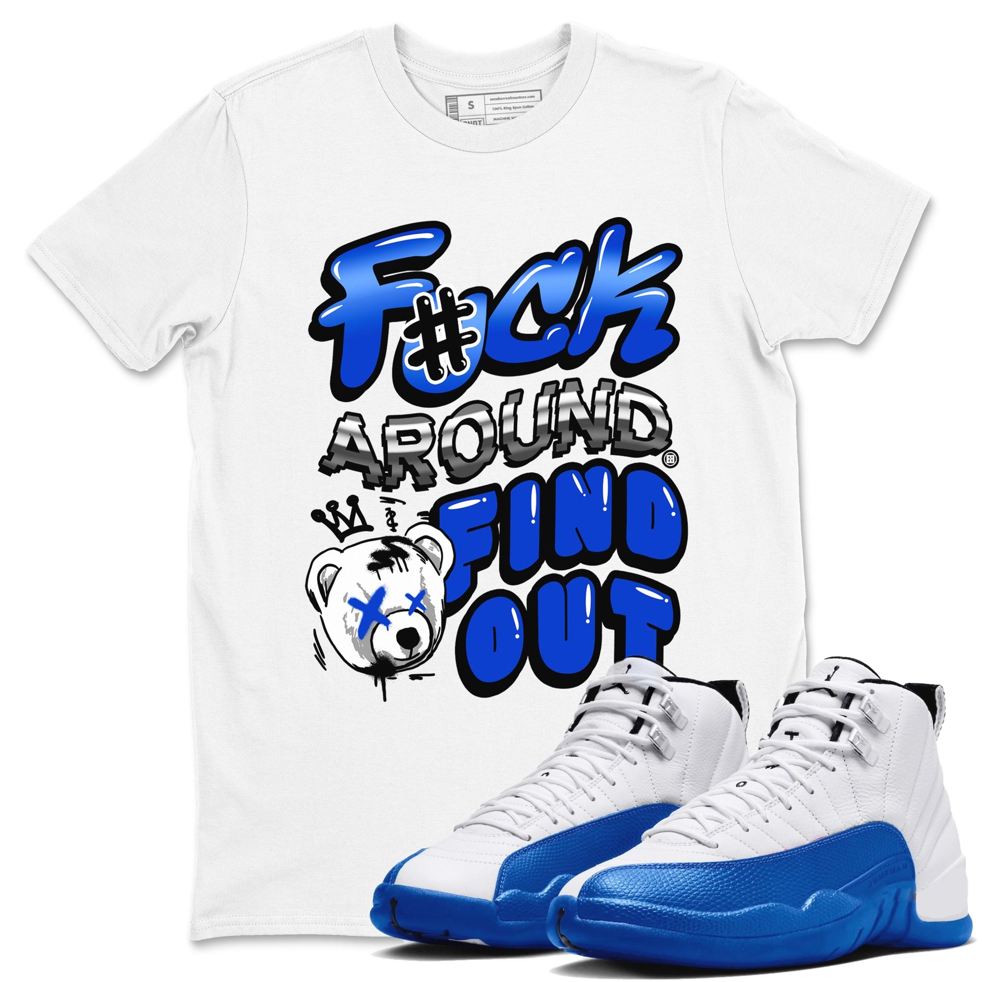 AJ12 Blueberry Blue shirts to match jordans Fuck Around And Find Out sneaker match tees Air Jordan 12 Blueberry SNRT Sneaker Release Tees unisex cotton White 1 crew neck shirts