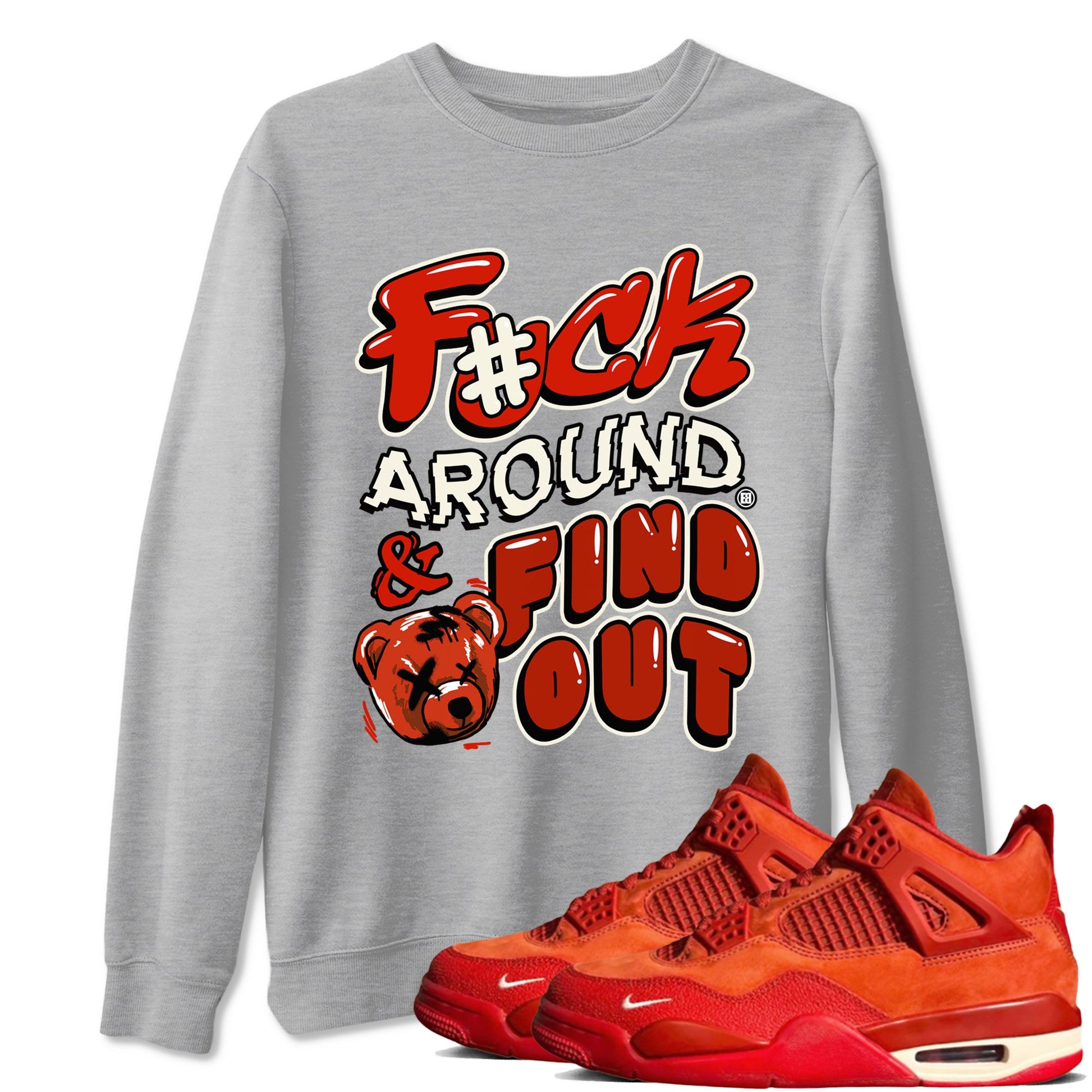 4s Brick By Brick best t shirts to wear with jordans Fuck Around And Find Out sneaker match tees Nigel Sylvester x Air Jordan 4 Brick by Brick match shoes to clothes SNRT Sneaker Tees unisex cotton Heather Grey 1 shirts