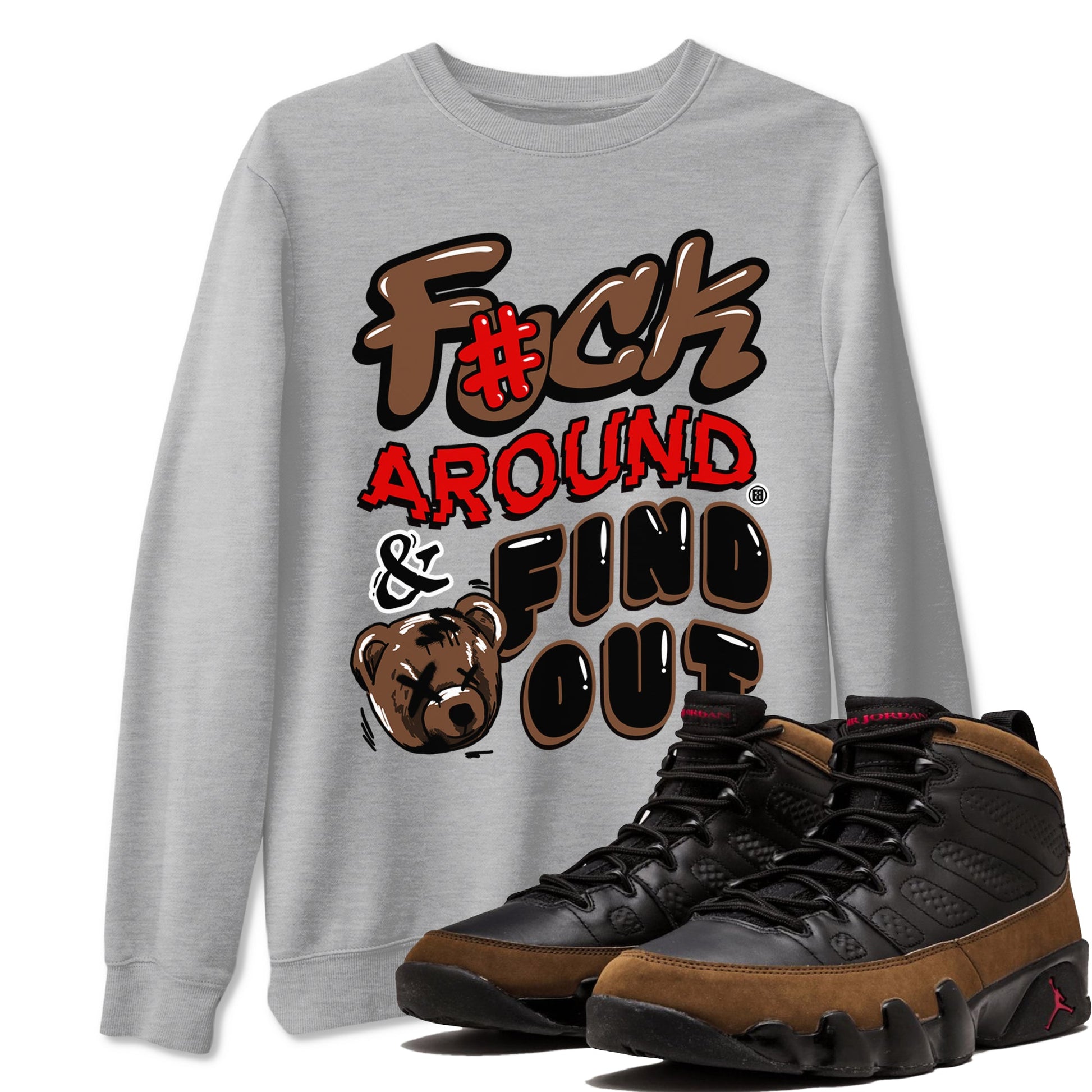 9s Olive shirts to match jordans Fuck Around And Find Out sneaker match tees Air Jordan 9 Olive match shoes to clothes SNRT Sneaker Tees unisex cotton Heather Grey 1 shirts