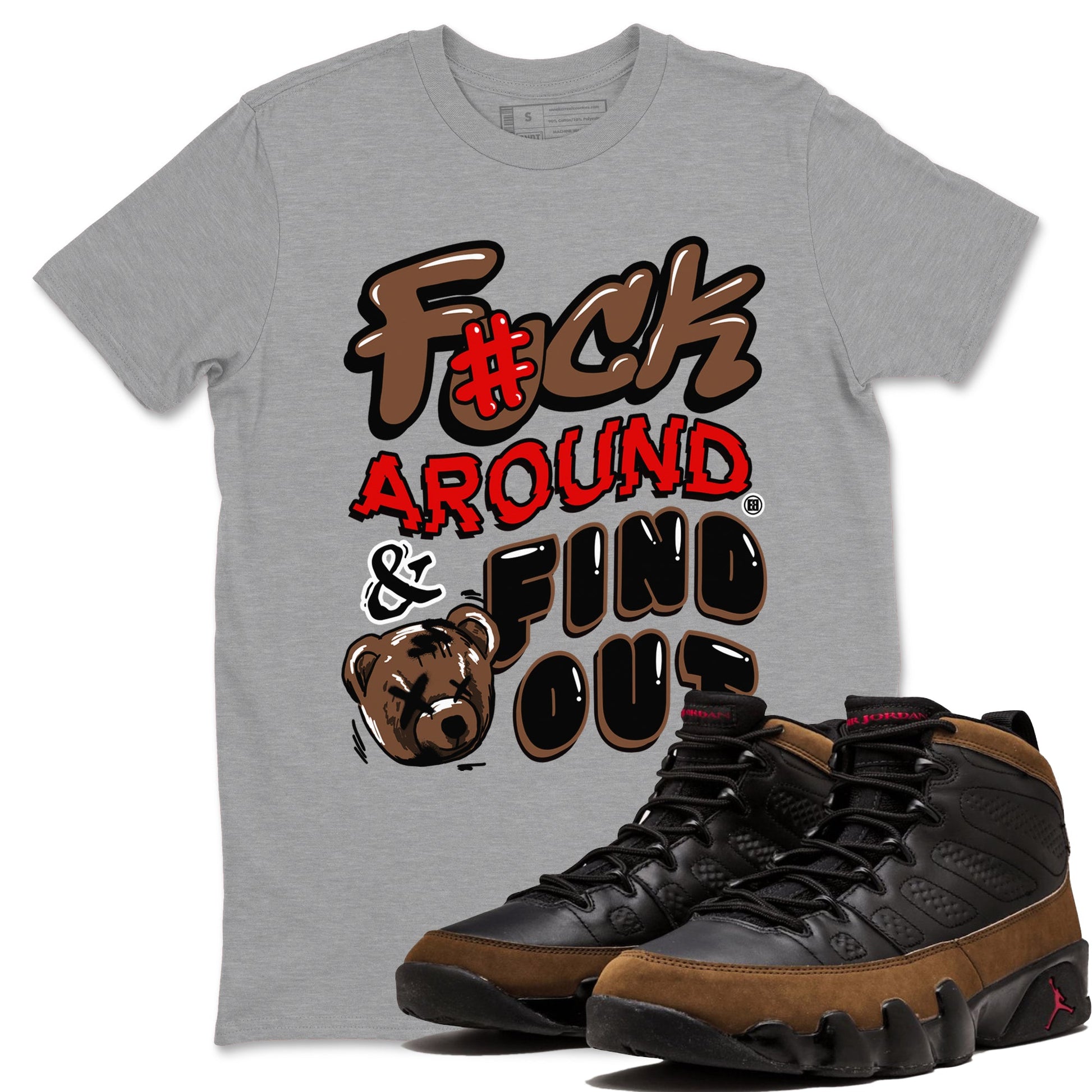 9s Olive shirts to match jordans Fuck Around And Find Out sneaker match tees Air Jordan 9 Olive match shoes to clothes SNRT Sneaker Tees unisex cotton Heather Grey 1 shirts