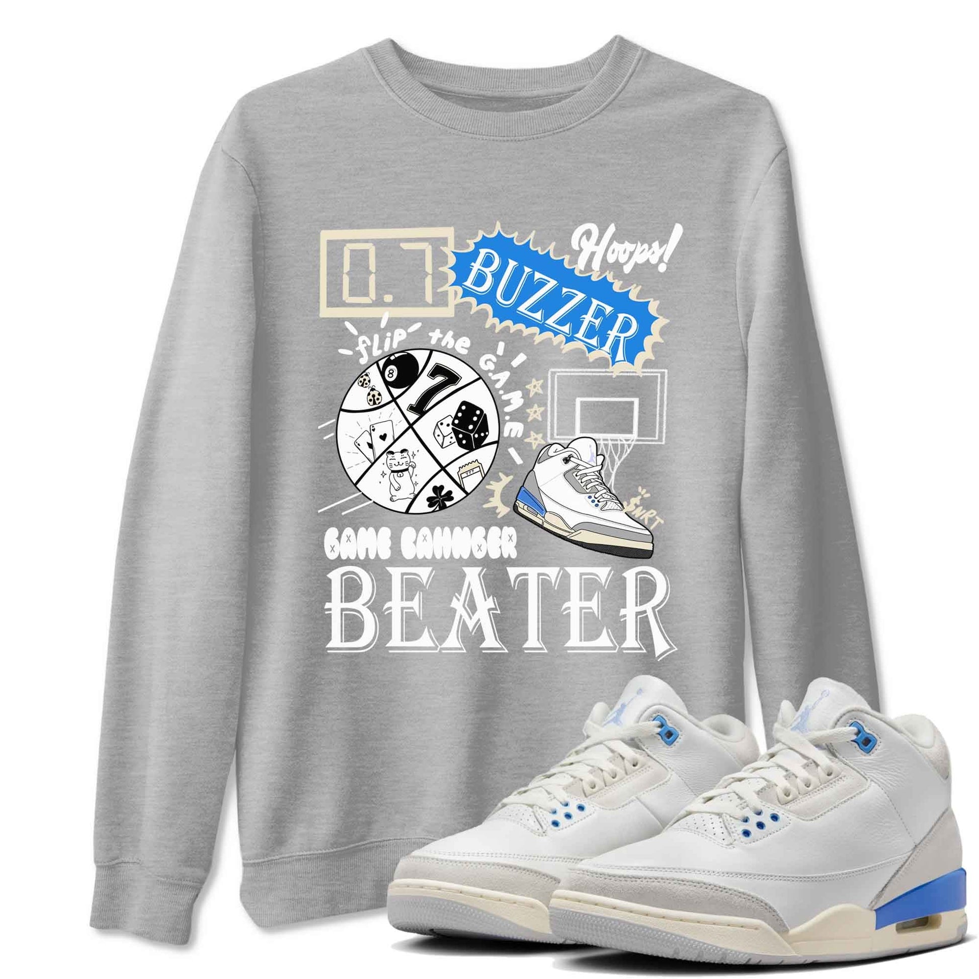 3s Lucky Shorts shirts to match jordans Game Changer best t shirts to wear with jordans Air Jordan 3 Lucky Shorts match shoes to clothes SNRT Sneaker Tees unisex cotton Heather Grey 1 shirts