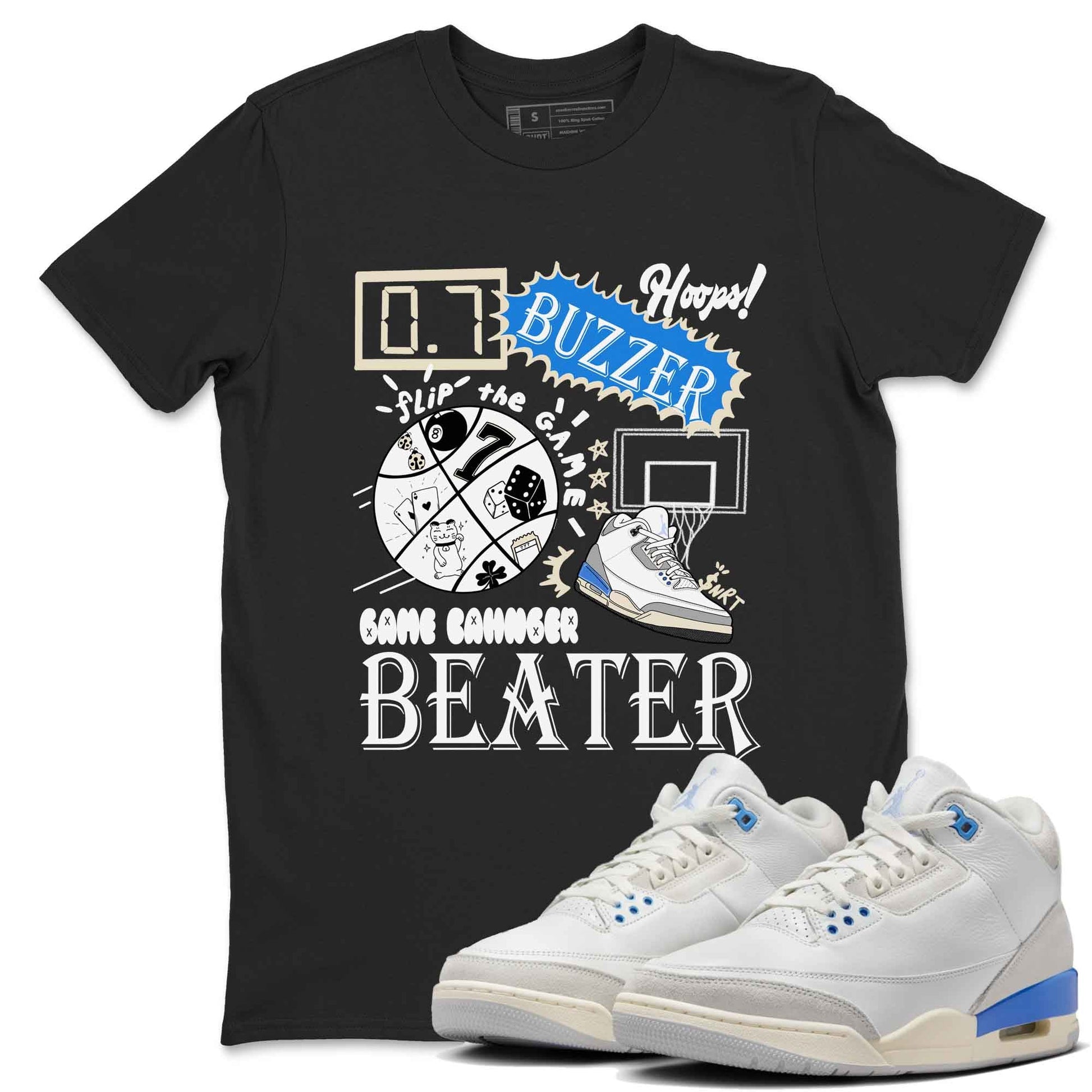 3s Lucky Shorts shirts to match jordans Game Changer best t shirts to wear with jordans Air Jordan 3 Lucky Shorts match shoes to clothes SNRT Sneaker Tees unisex cotton Black 1 shirts