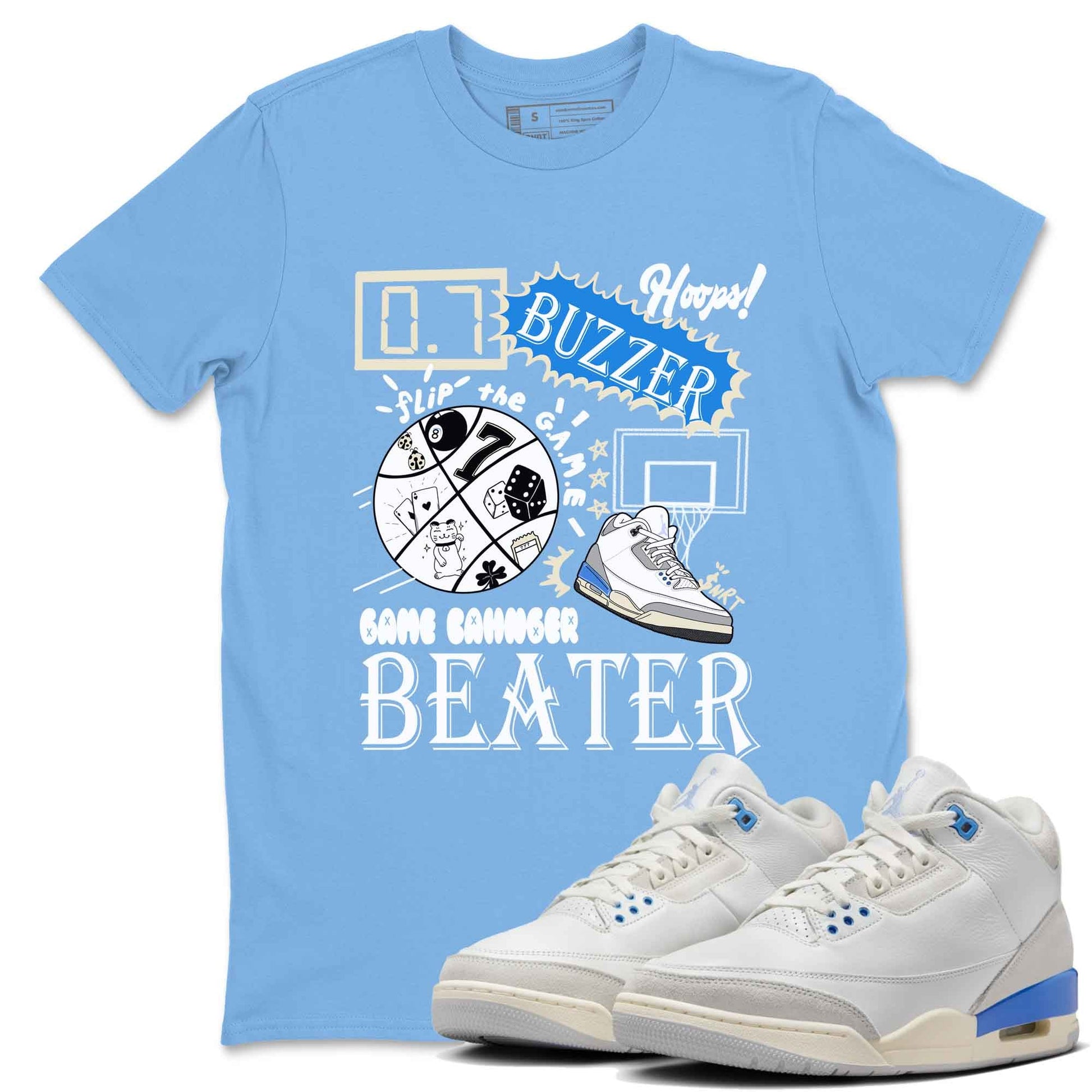 3s Lucky Shorts shirts to match jordans Game Changer best t shirts to wear with jordans Air Jordan 3 Lucky Shorts match shoes to clothes SNRT Sneaker Tees unisex cotton Carolina Blue 1 shirts