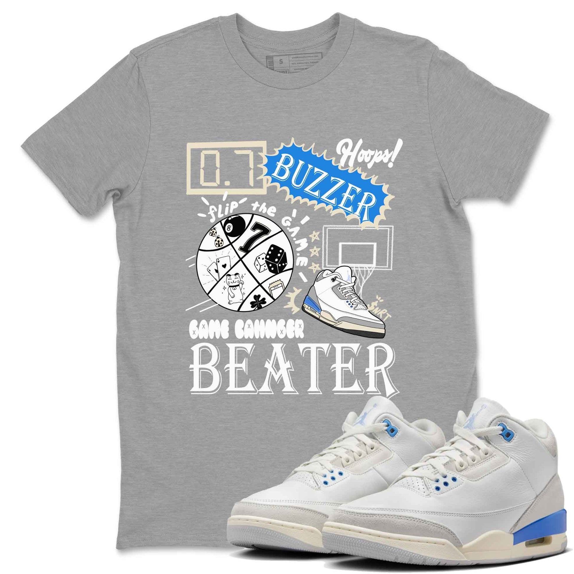 3s Lucky Shorts shirts to match jordans Game Changer best t shirts to wear with jordans Air Jordan 3 Lucky Shorts match shoes to clothes SNRT Sneaker Tees unisex cotton Heather Grey 1 shirts