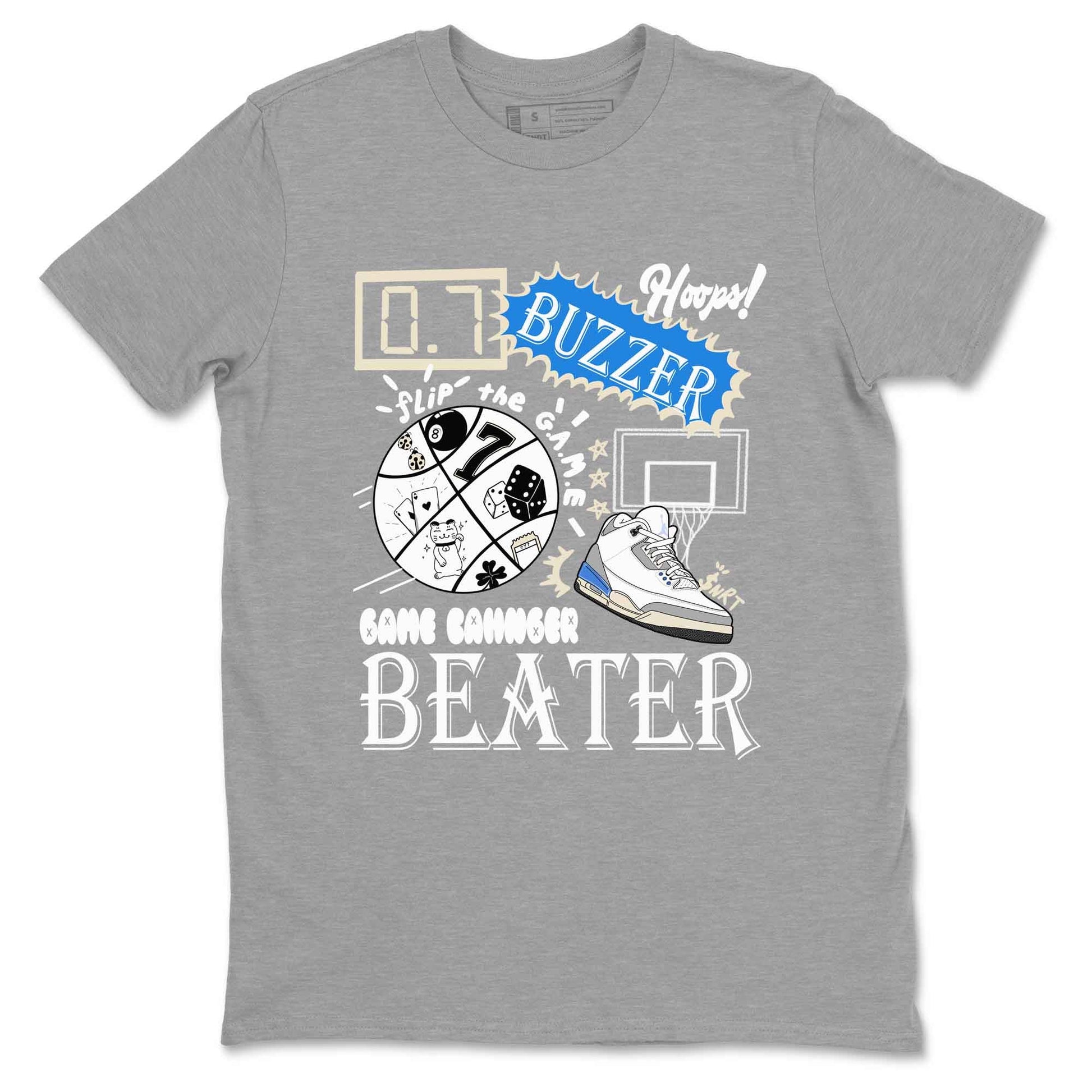 3s Lucky Shorts shirts to match jordans Game Changer best t shirts to wear with jordans Air Jordan 3 Lucky Shorts match shoes to clothes SNRT Sneaker Tees unisex cotton Heather Grey 2 shirts