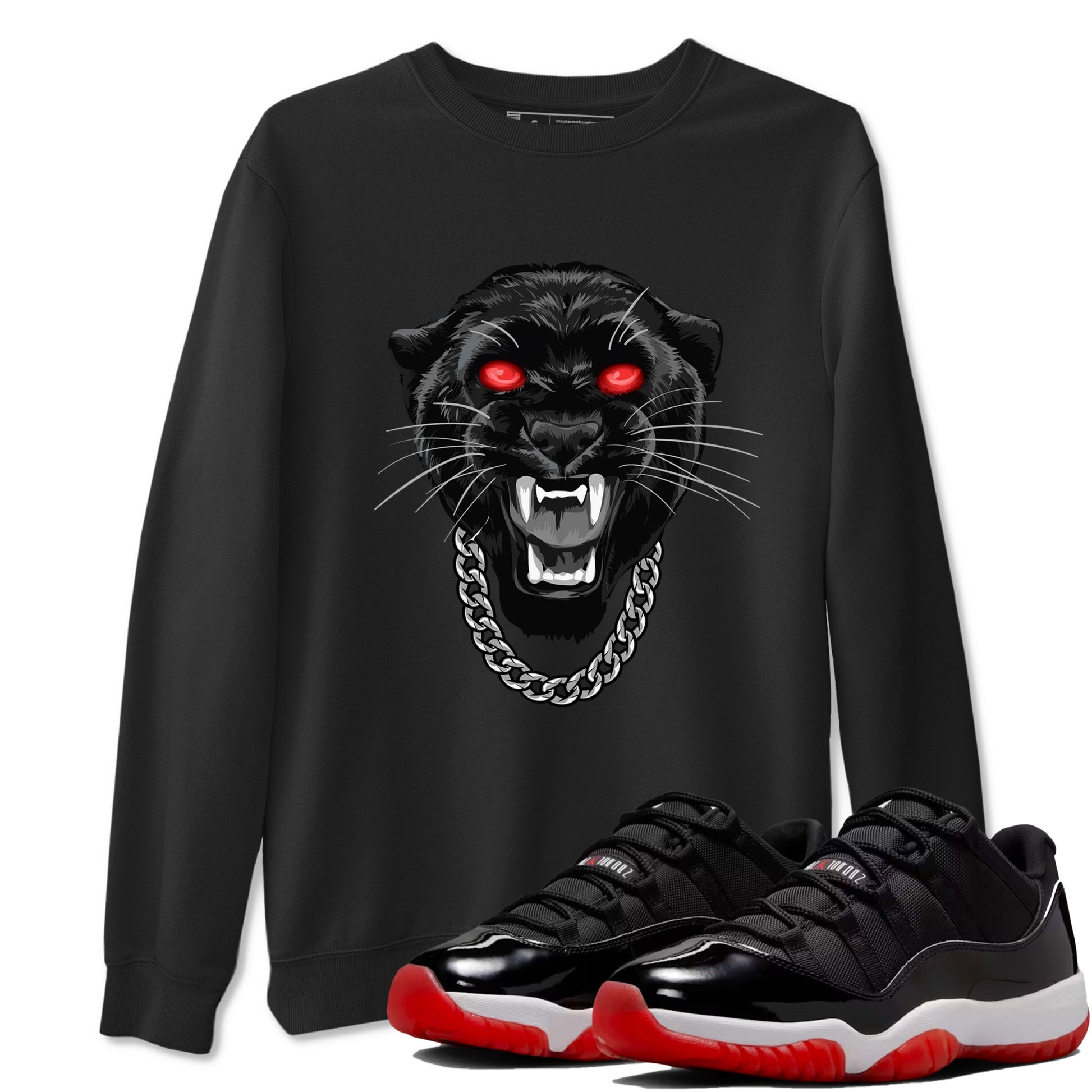 Air Jordan 11 Low Bred sneaker match tee Gangster Black Cat sneaker match tees Air Jordan 11 Bred best t-shirts to match jordans SNRT Sneaker Tees unisex cotton Black 1 shirts
