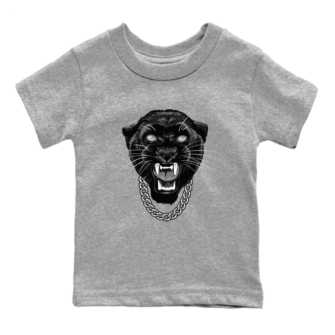 4s Black Cat Sneaker match tees – Sneaker Tees To Match Air Jordan 4 Black Cat Shoes – Gangster Black Cat Kids T-Shirt Heather Grey 2